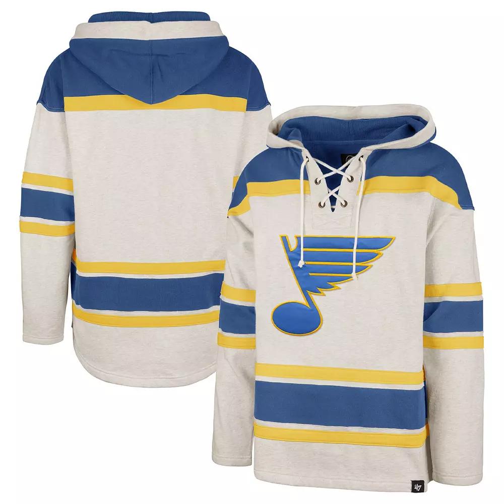 Men's '47 Oatmeal St. Louis Blues Rockaway Lace-Up Pullover Hoodie,  Product Image