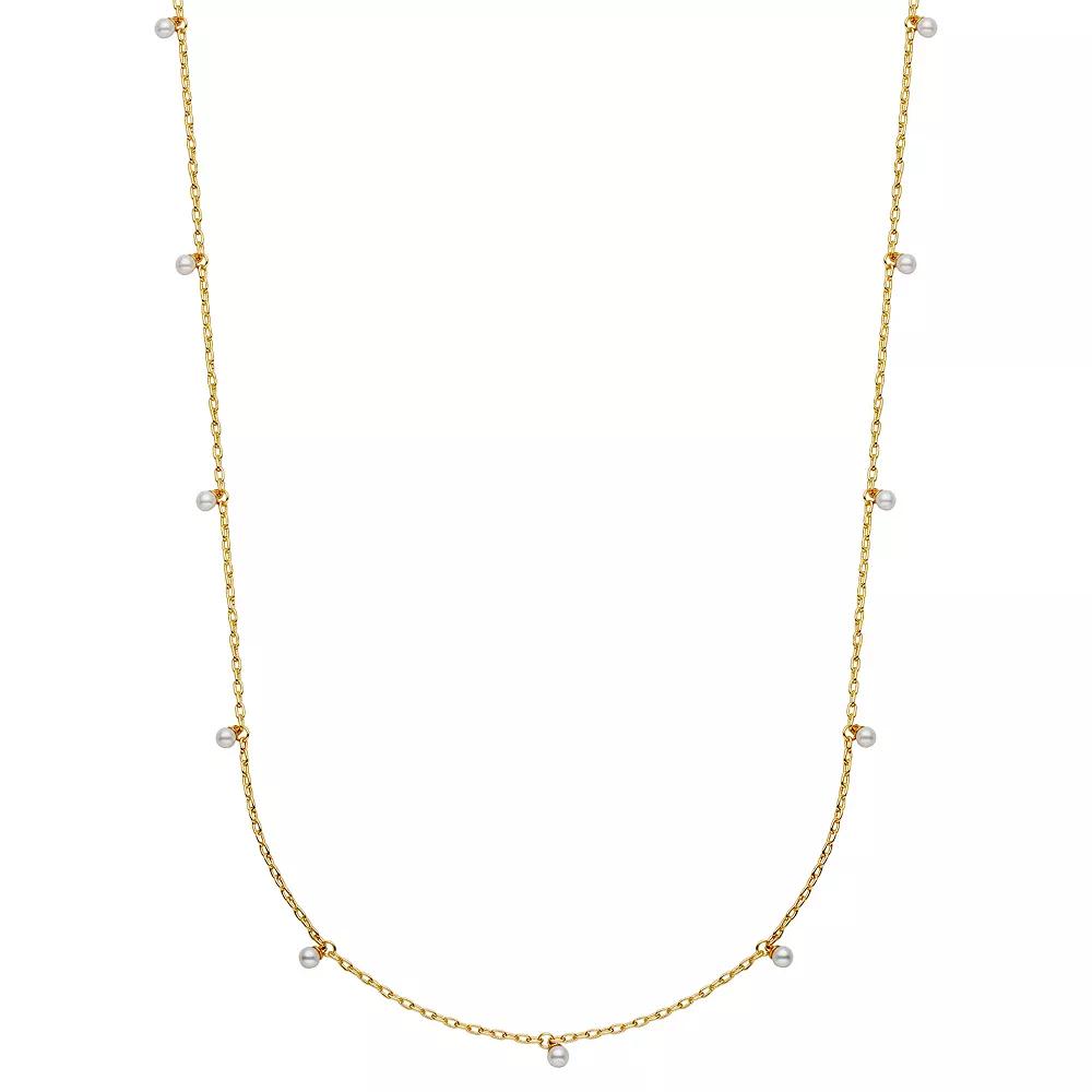 Sarafina 14k Gold Plated Simulated Pearl Station Necklace, Women's, Size: 15", Gold Tone White Product Image