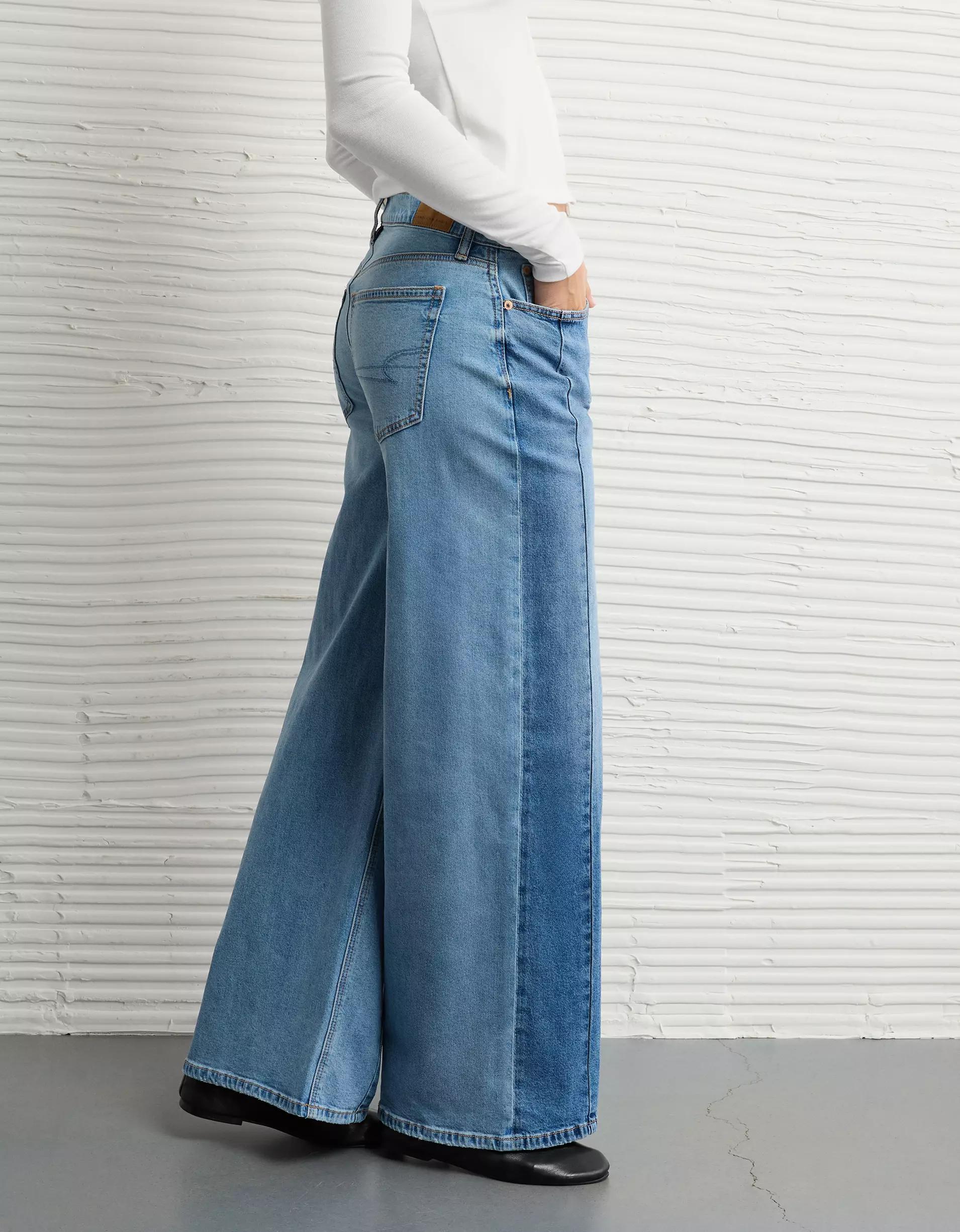 AE Stretch Patchwork Low-Rise Ultra Wide-Leg Jean Product Image