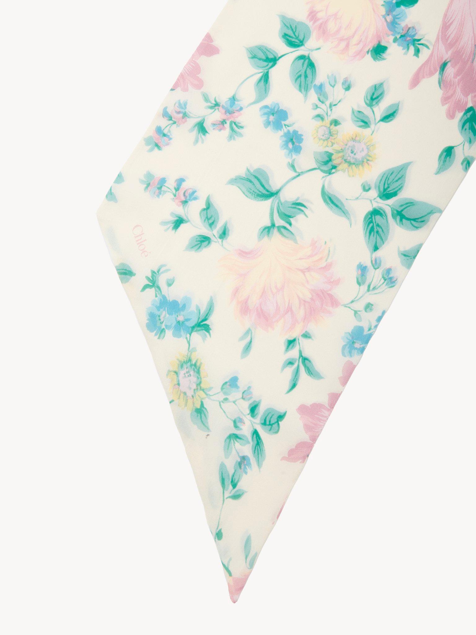 The Chloé Peonies wide bandeau scarf in silk charmeuse Product Image