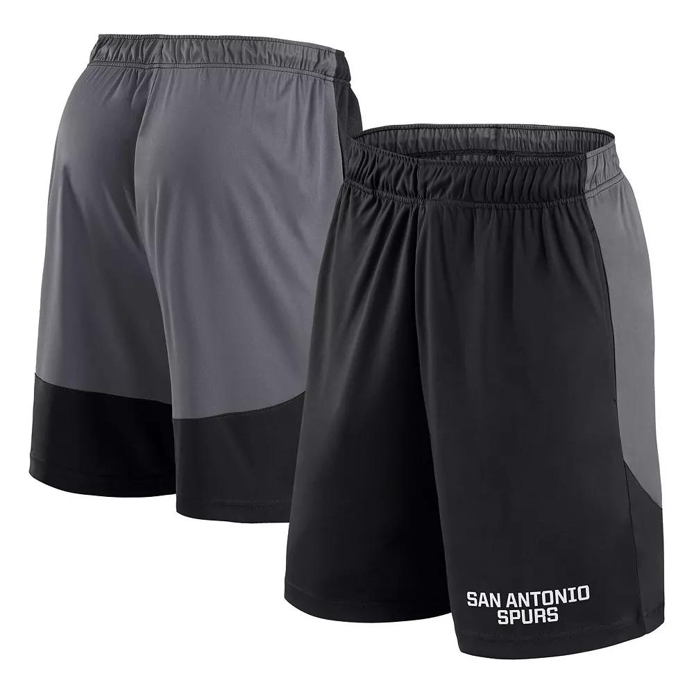 Men's Black/Gray San Antonio Spurs Launch Performance Shorts, Size: Large Product Image