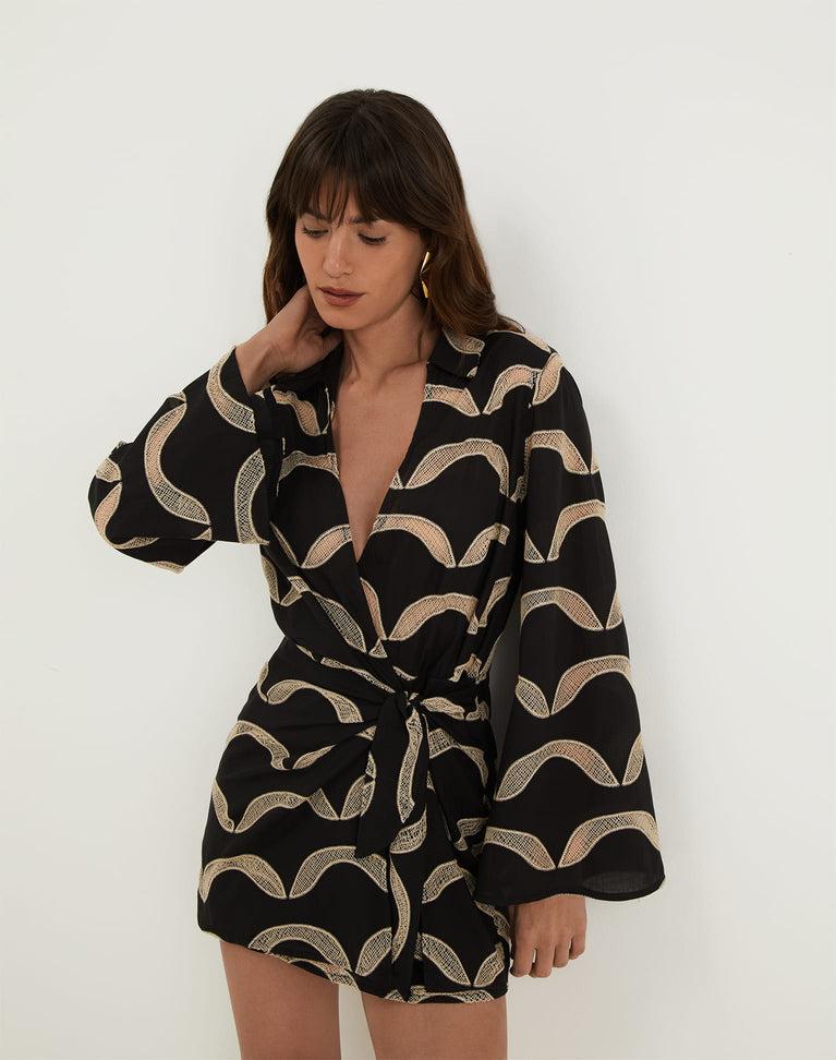 Eyelet Mea Short Dress - Black Product Image