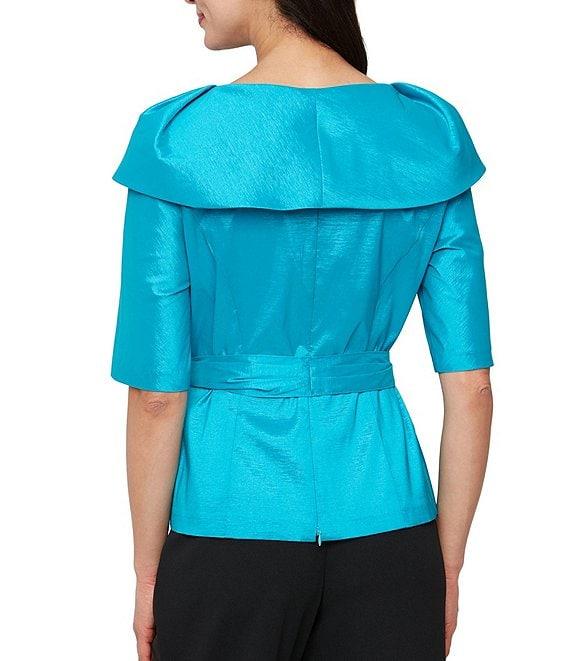 Alex Evenings Stretch Taffeta Portrait Collar Blouse Product Image