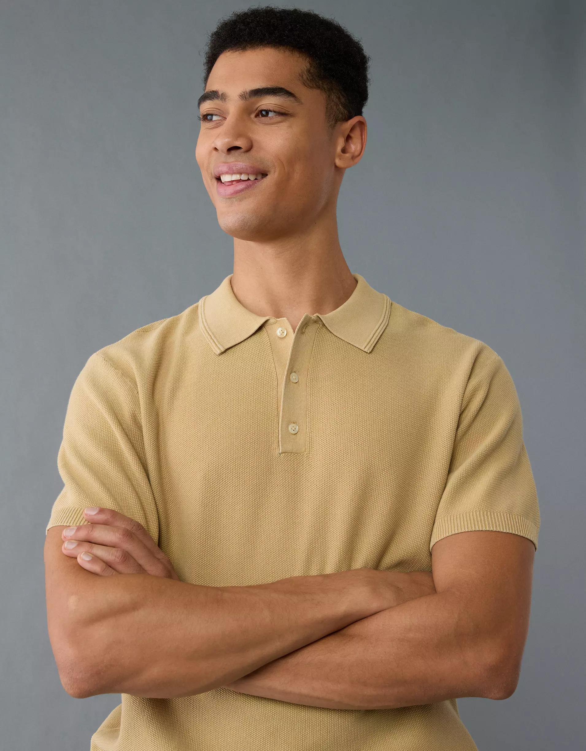 AE Weekend Washed Sweater Polo Shirt Product Image