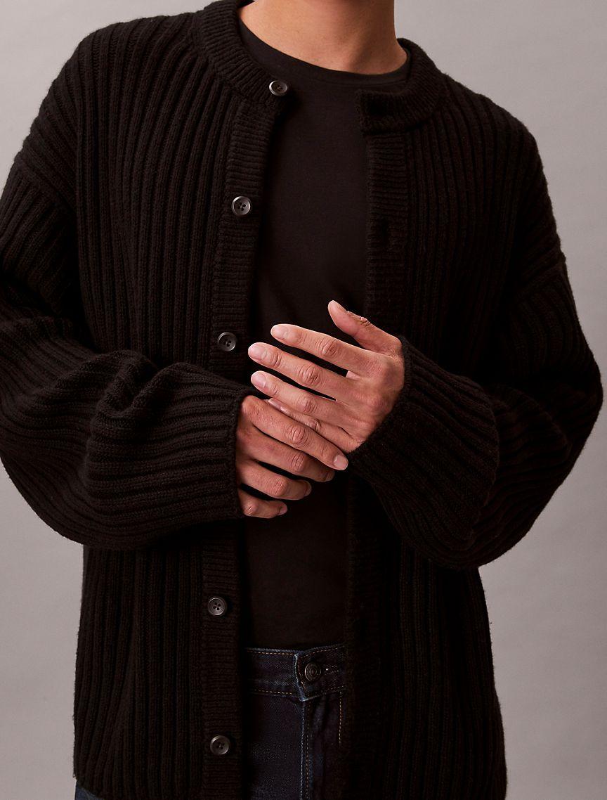 Cotton Blend Ribbed Cardigan Product Image