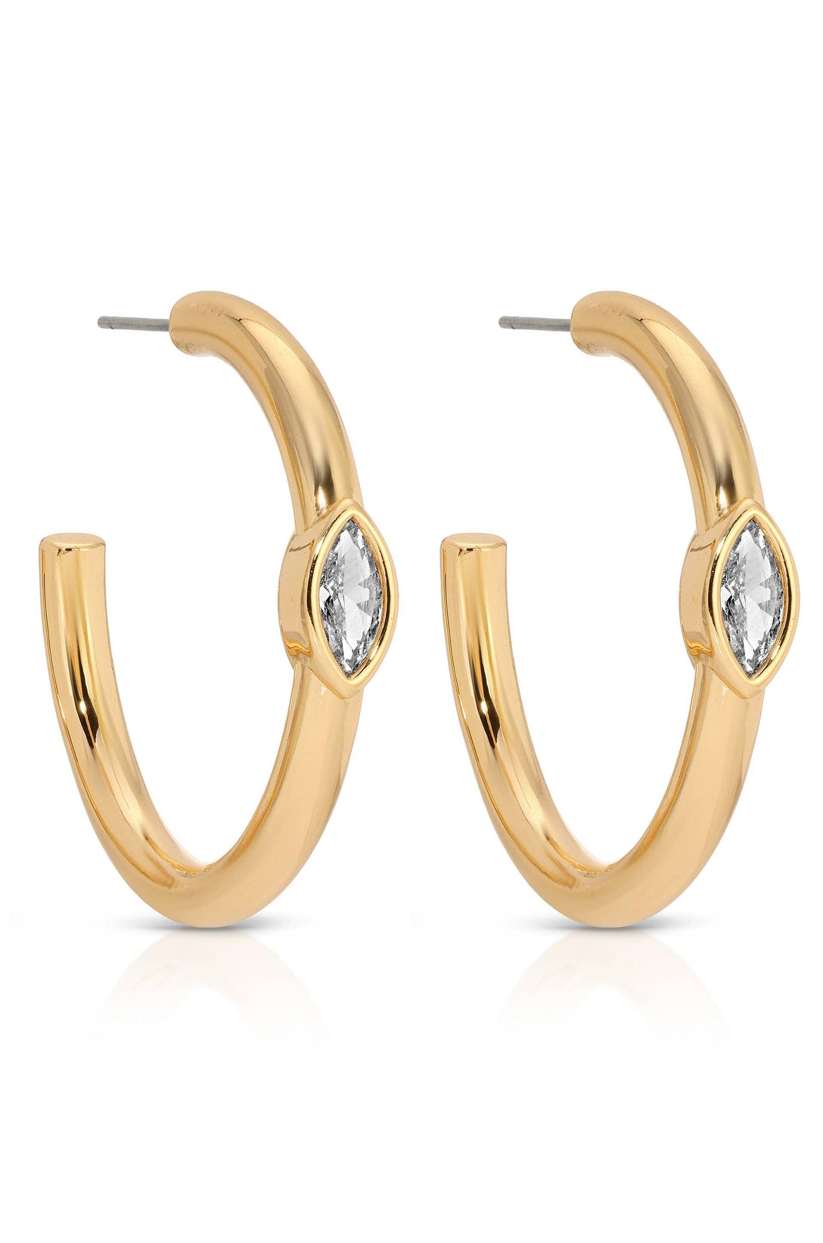 Medium Marquise Crystal Hoops Product Image