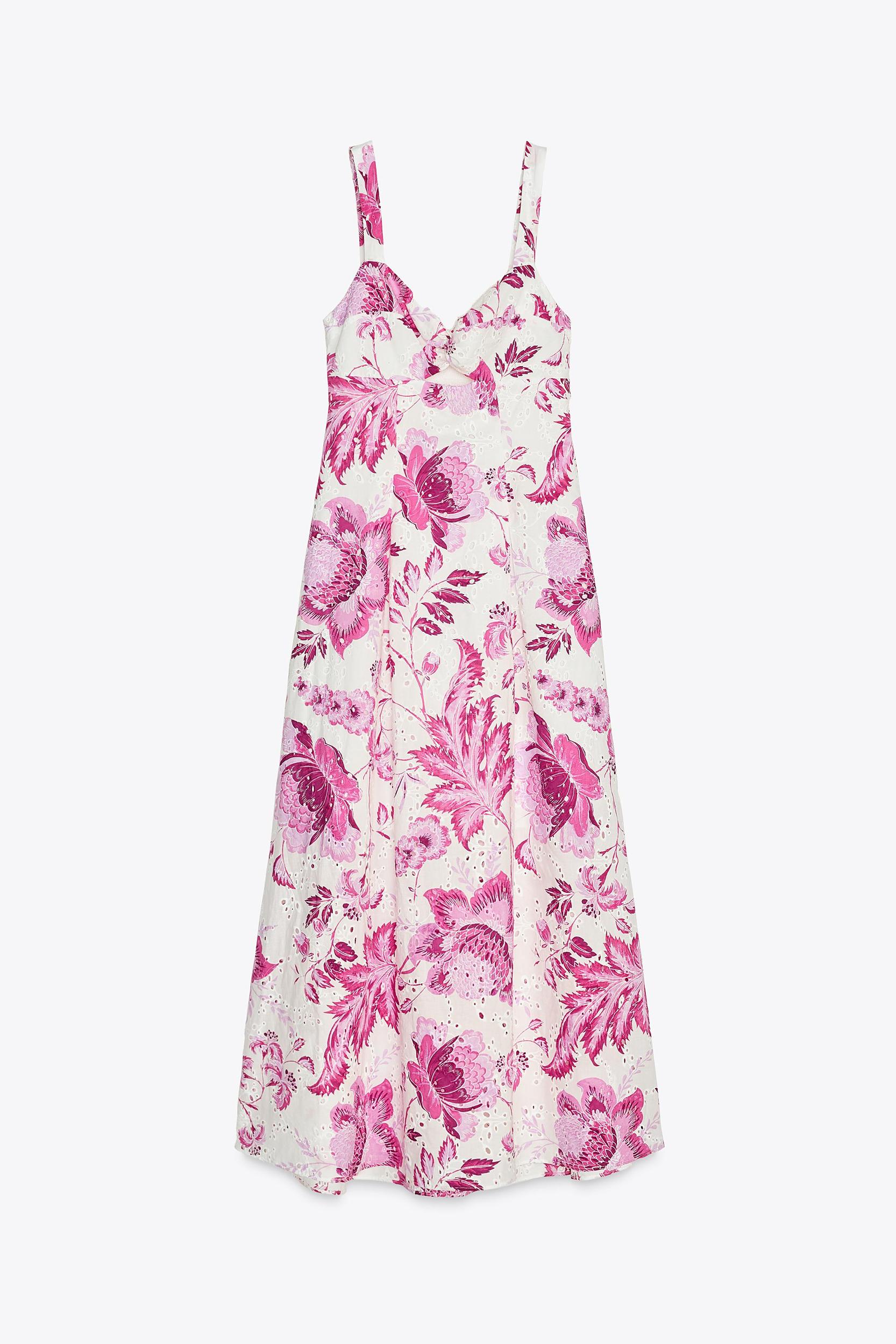 PRINTED DRESS WITH OPENWORK EMBROIDERY Product Image