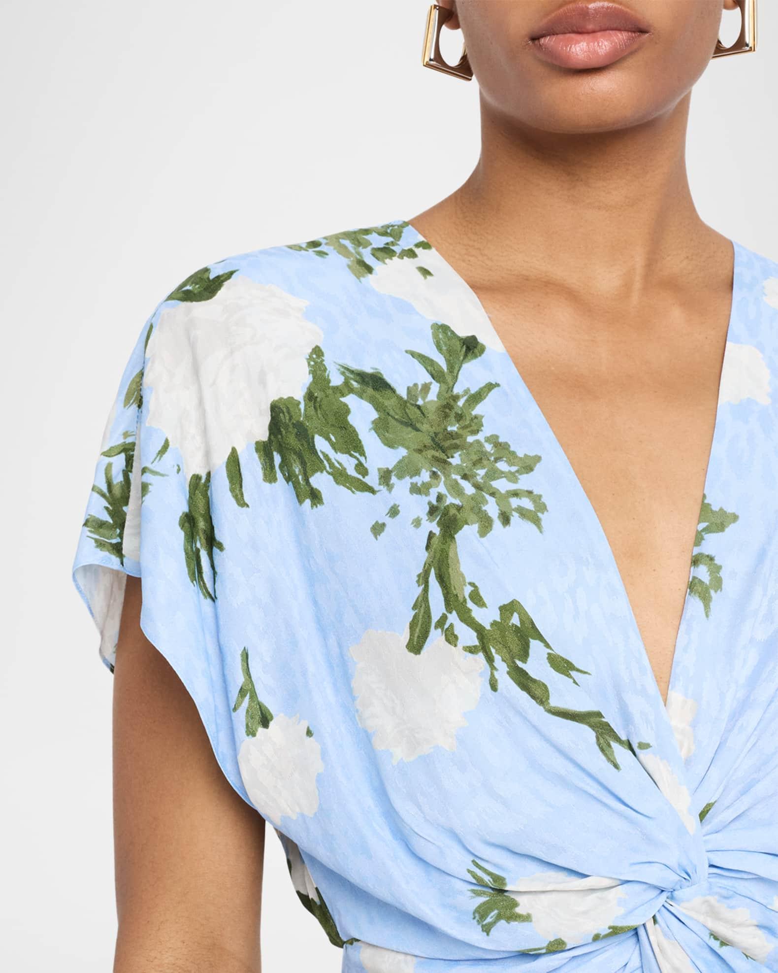 Jackie Floral-Print Short-Sleeve Twisted Gown Product Image