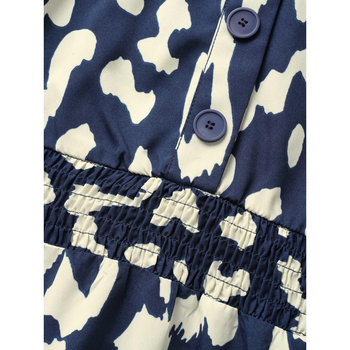 Plus Size Notched Leopard Print Cap Sleeve Ruffles Dress Navy Women At the Office Notched collar Cap Sleeve Curvy BloomChic 28/5X Product Image