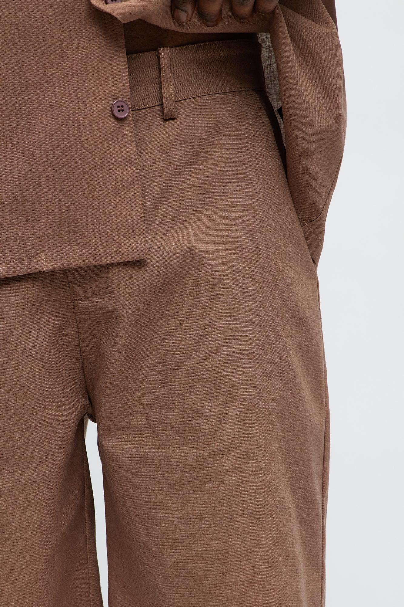 Chai Linen Like Relaxed Shorts - Brown Male Product Image