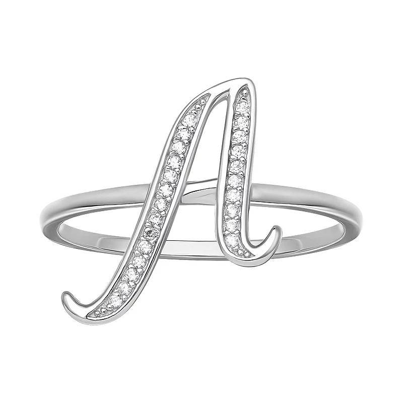 PRIMROSE Sterling Silver Cubic Zirconia Initial Ring, Women's, Size: 8, Sterling Silver X Product Image