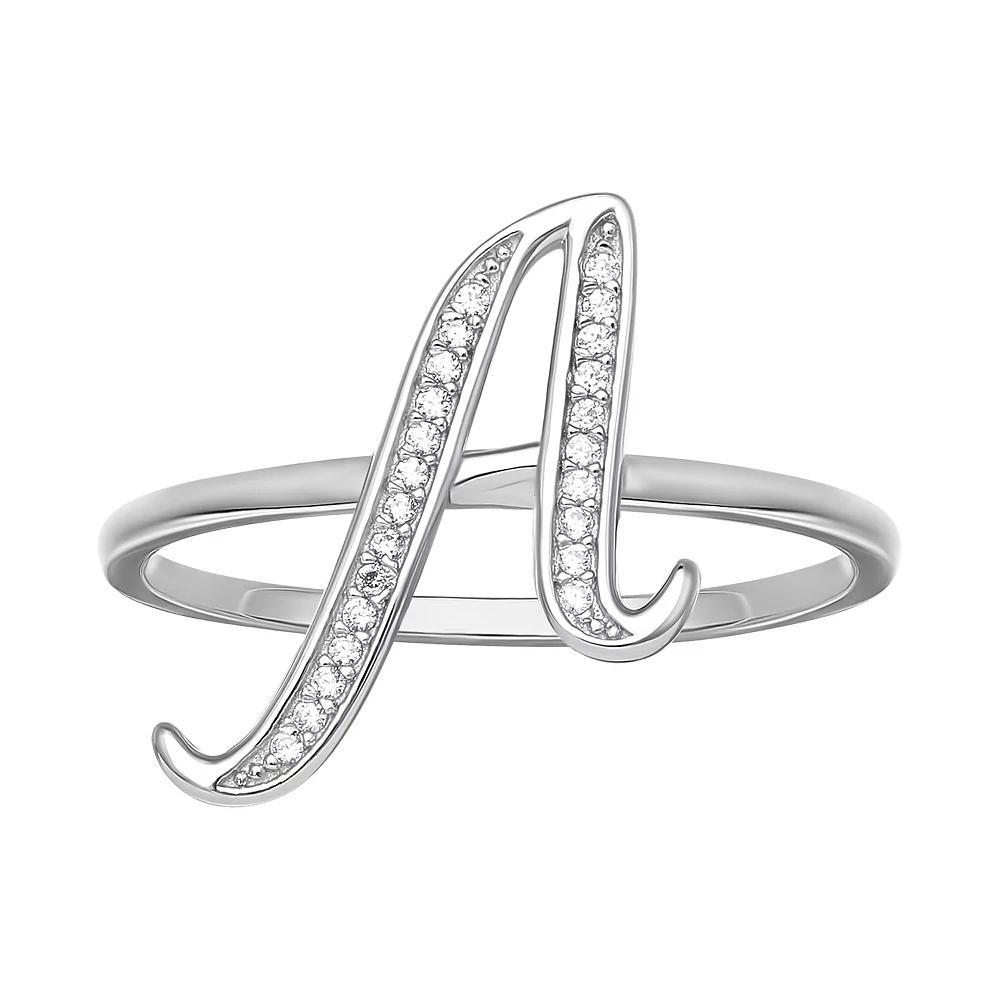 PRIMROSE Sterling Silver Cubic Zirconia Initial Ring, Women's, Size: 8, Sterling Silver X Product Image