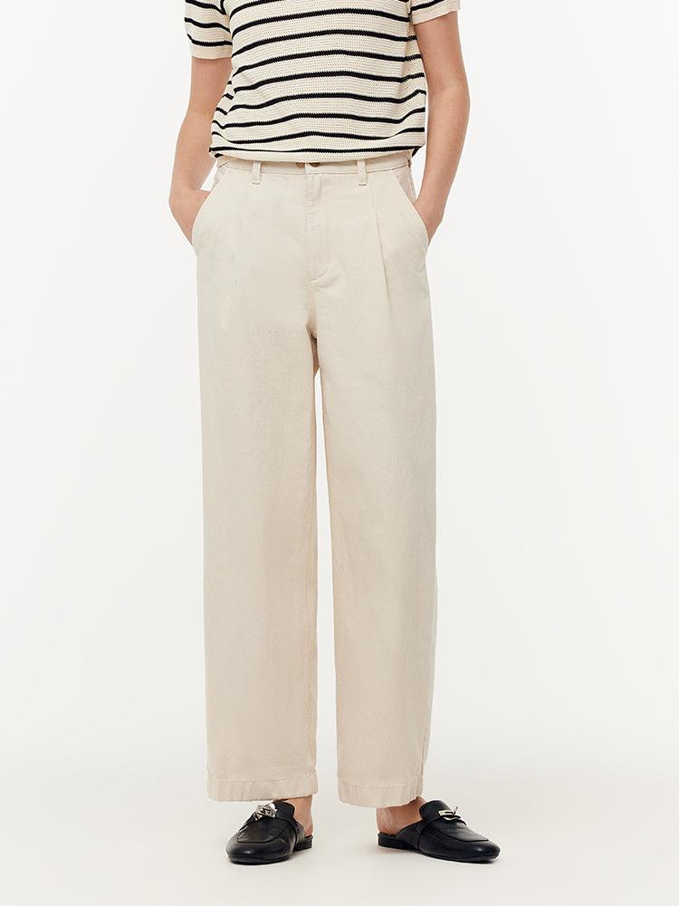 100% Cotton Denim Adjustable Waist Women Carrot Fit Jeans Product Image