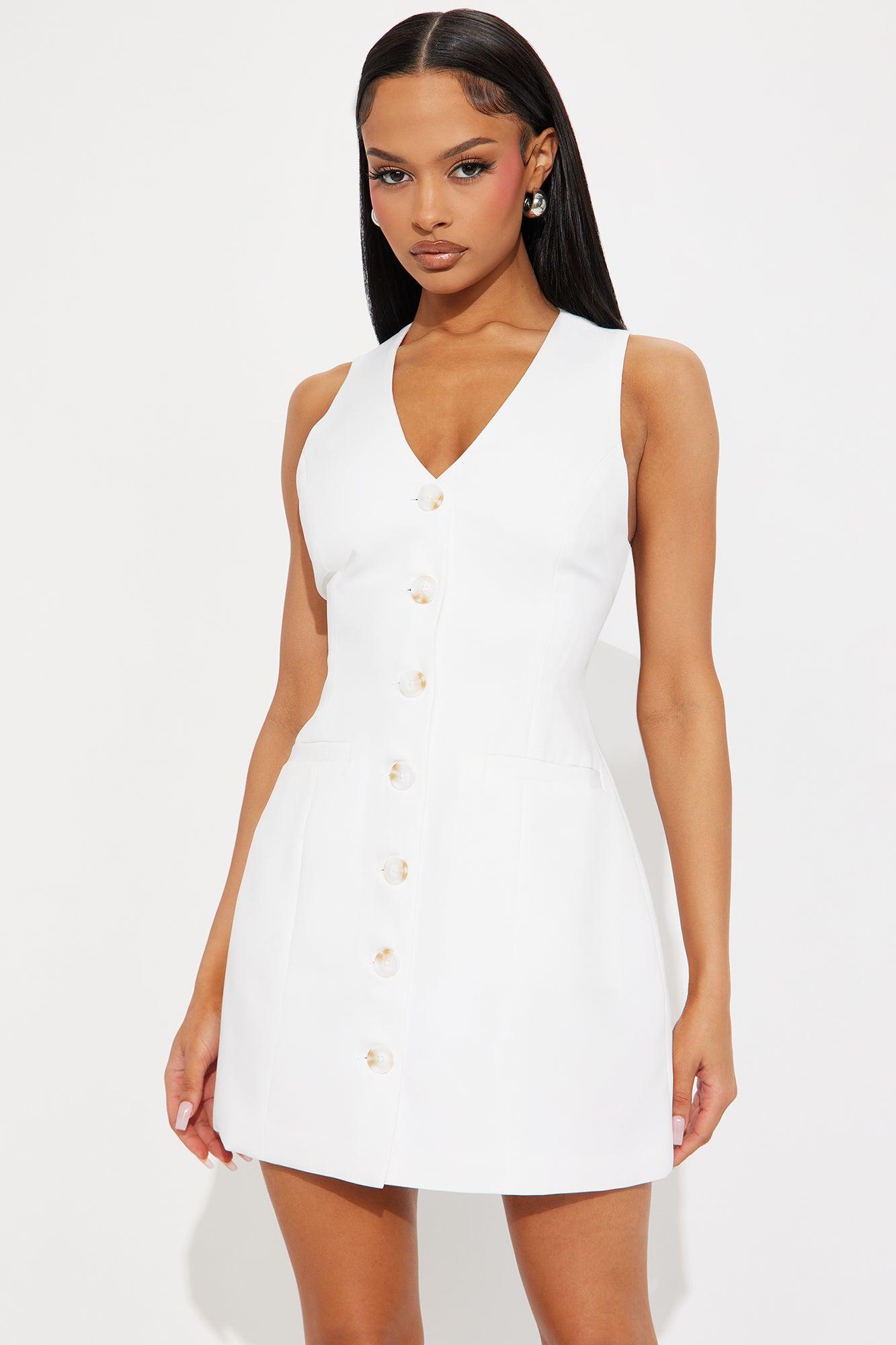 Karina Vest Mini Dress - White Product Image