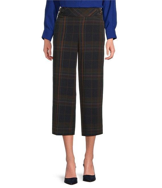Investments Plaid Park Ave Pull-On Wide Leg Crop Pants Product Image