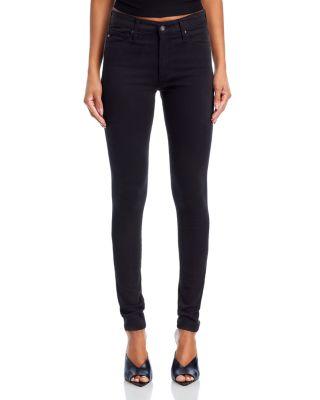 Farrah High-Rise Sateen Skinny Jeans in Black Product Image