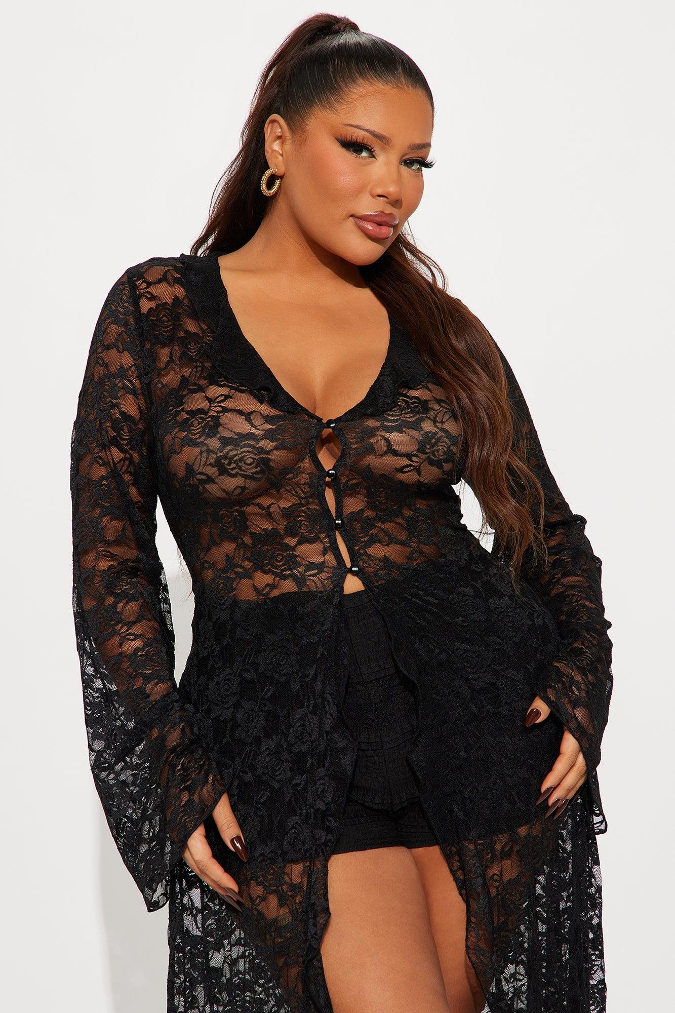 Desert Wanderer Lace Micro Short Set - Black Product Image