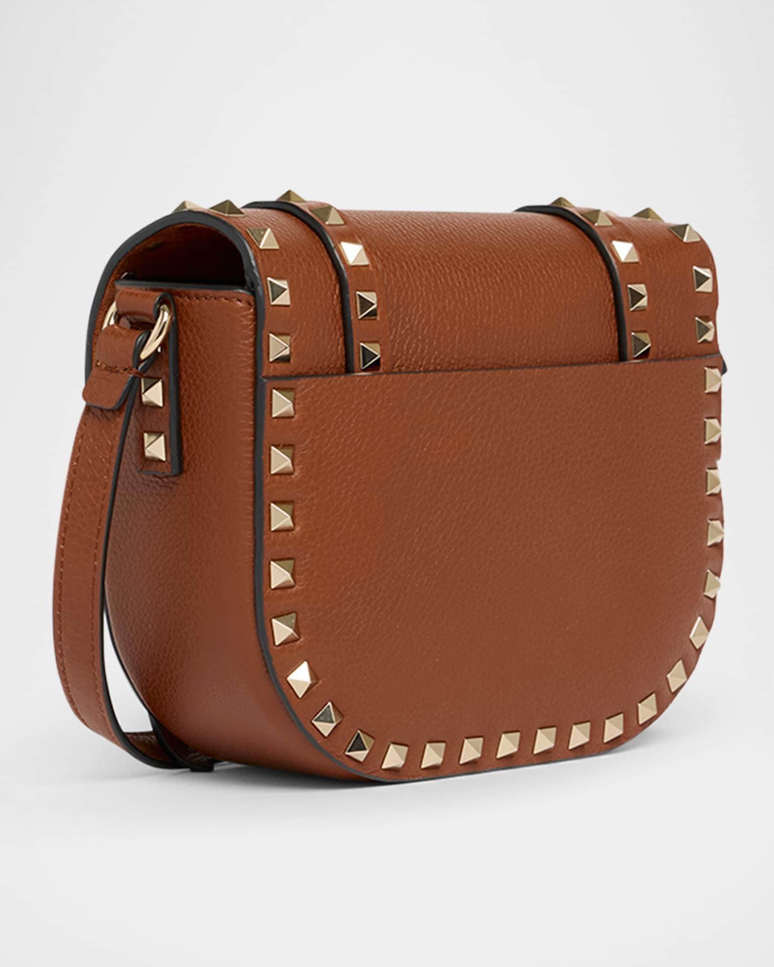 Small Rockstud Leather Saddle Crossbody Bag Product Image