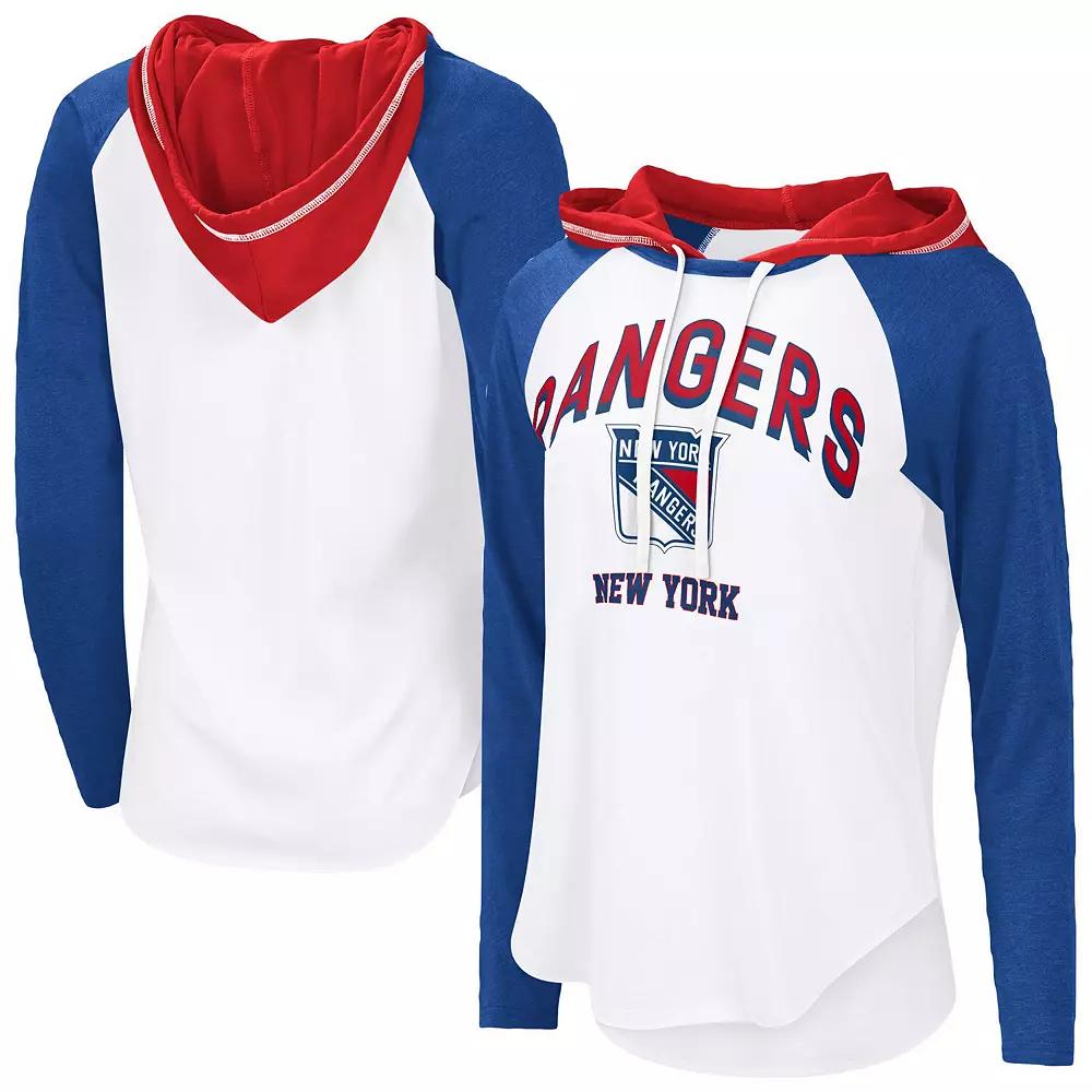 Women's G-III 4Her by Carl Banks White New York Rangers VIP Raglan Long Sleeve Hoodie T-Shirt,  Product Image