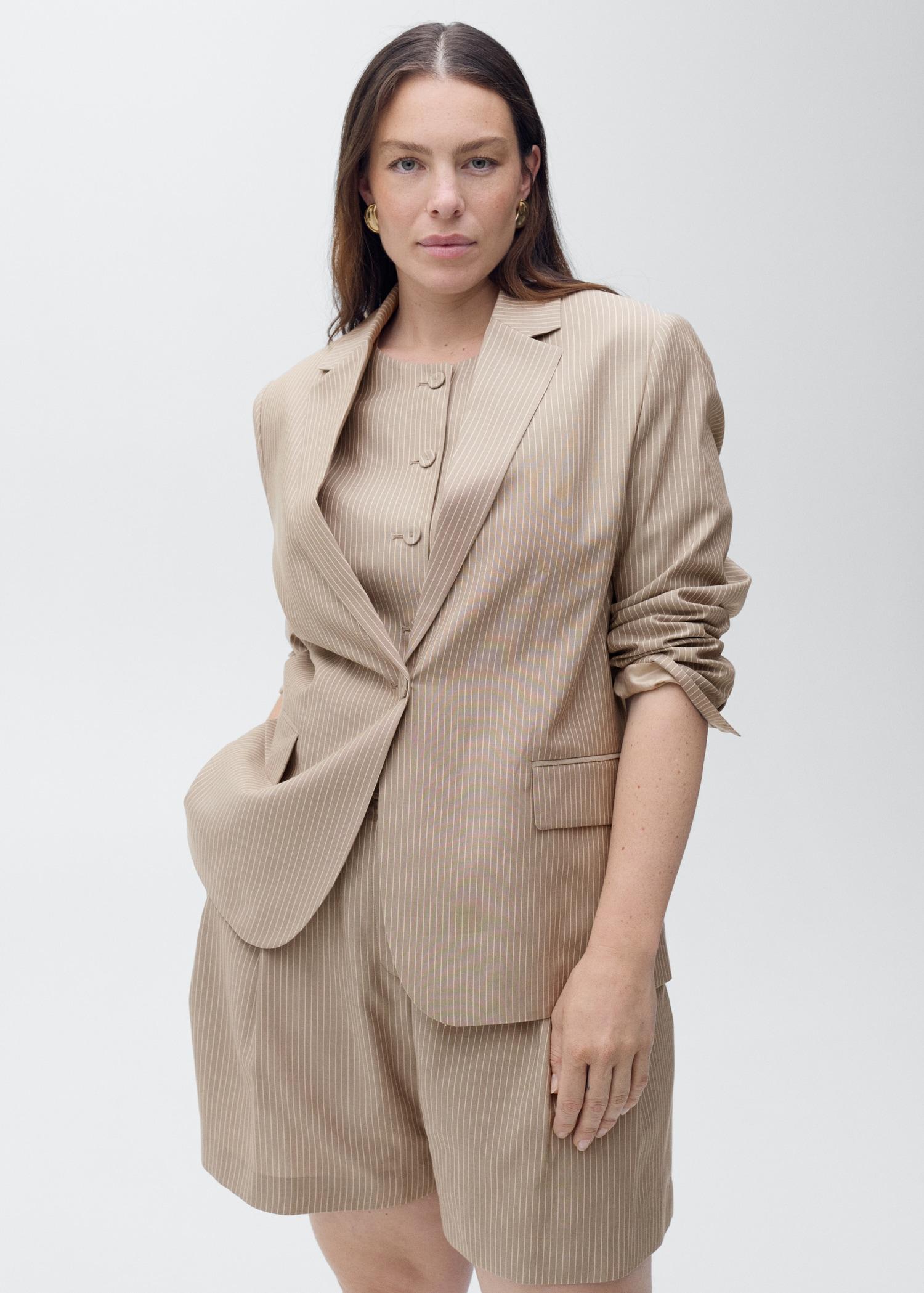 Striped suit bermuda shorts - Women | MANGO USA Product Image