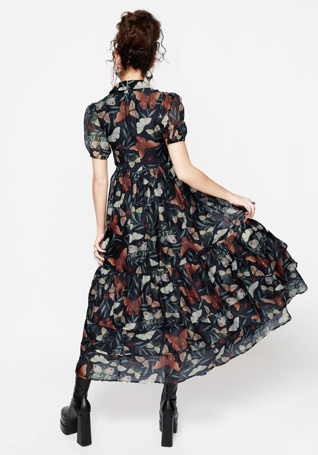 Mariposa Puff Sleeve Organza Maxi Shirt Dress Product Image