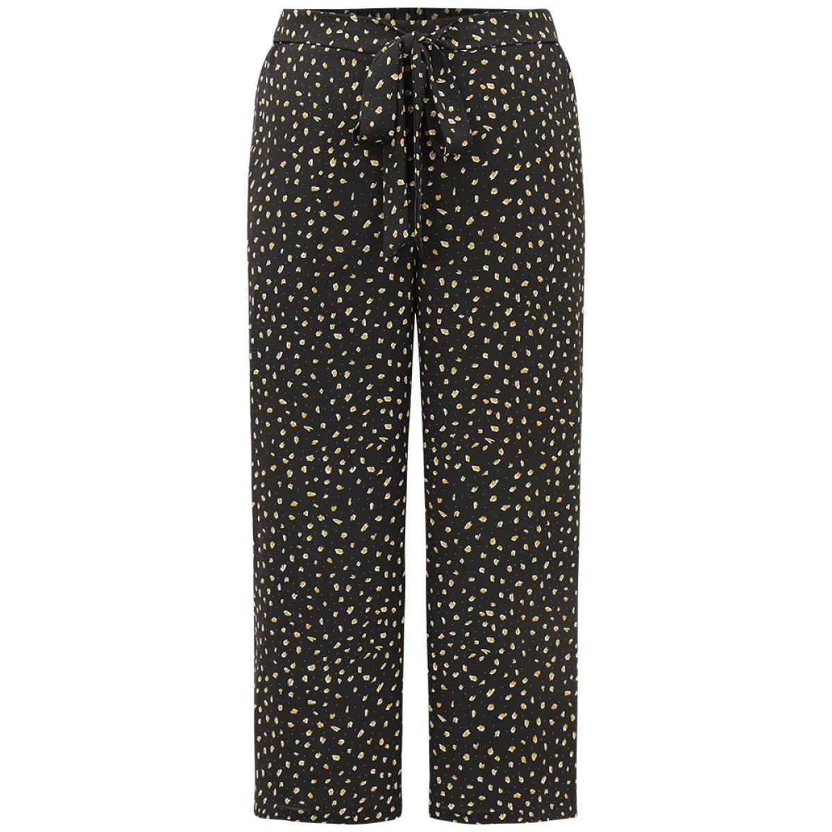 Plus Size Leopard Print Ties Straight Leg Pants Women Black Casual Straight Leg High Rise Everyday Pants BloomChic 26/4X Product Image