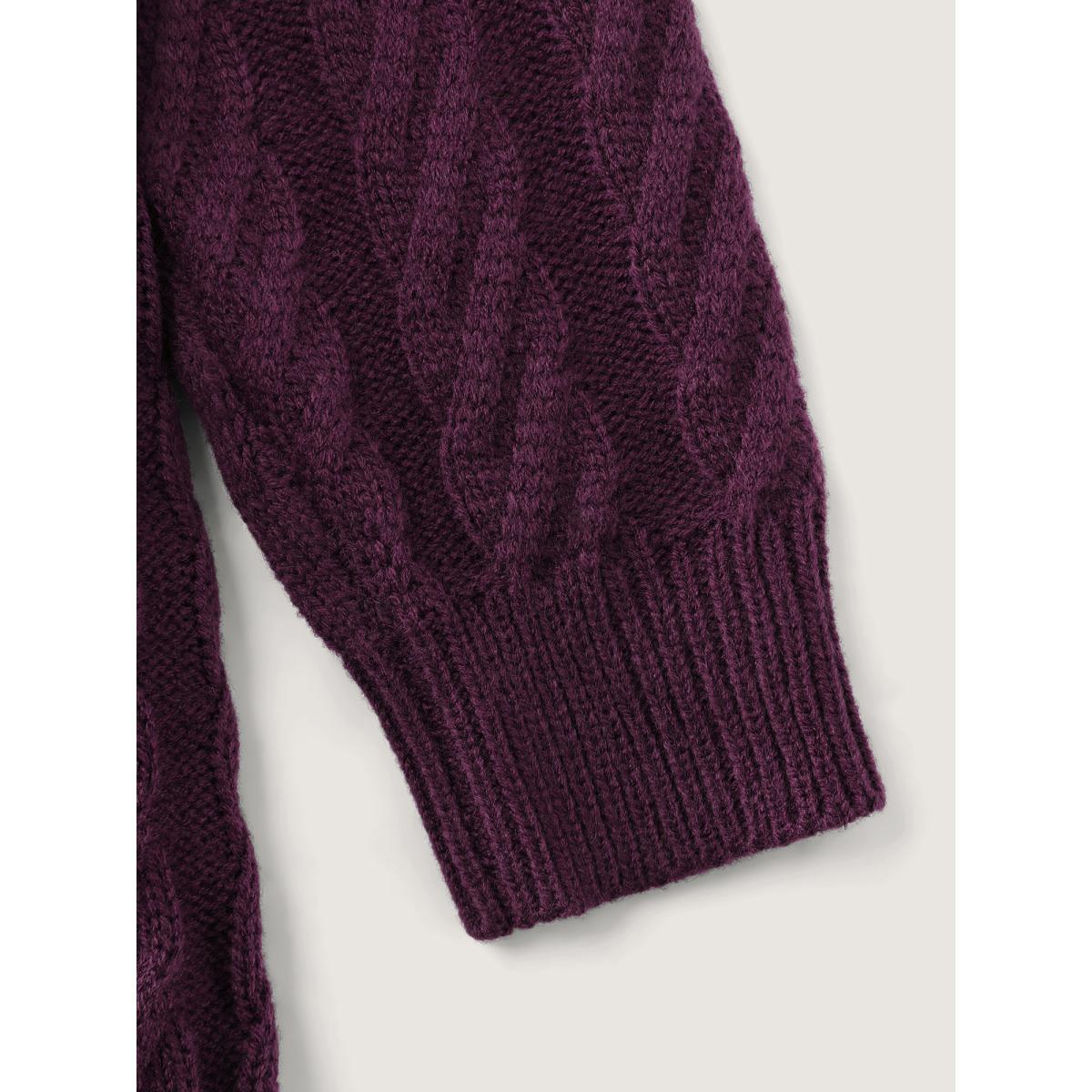 Plus Size Crew Neck Cable Texture Sweater Dress Deeppurplered Women Timeless Bodycon Long Sleeve Casual Sweater Dresses BloomChic 26/4X Product Image