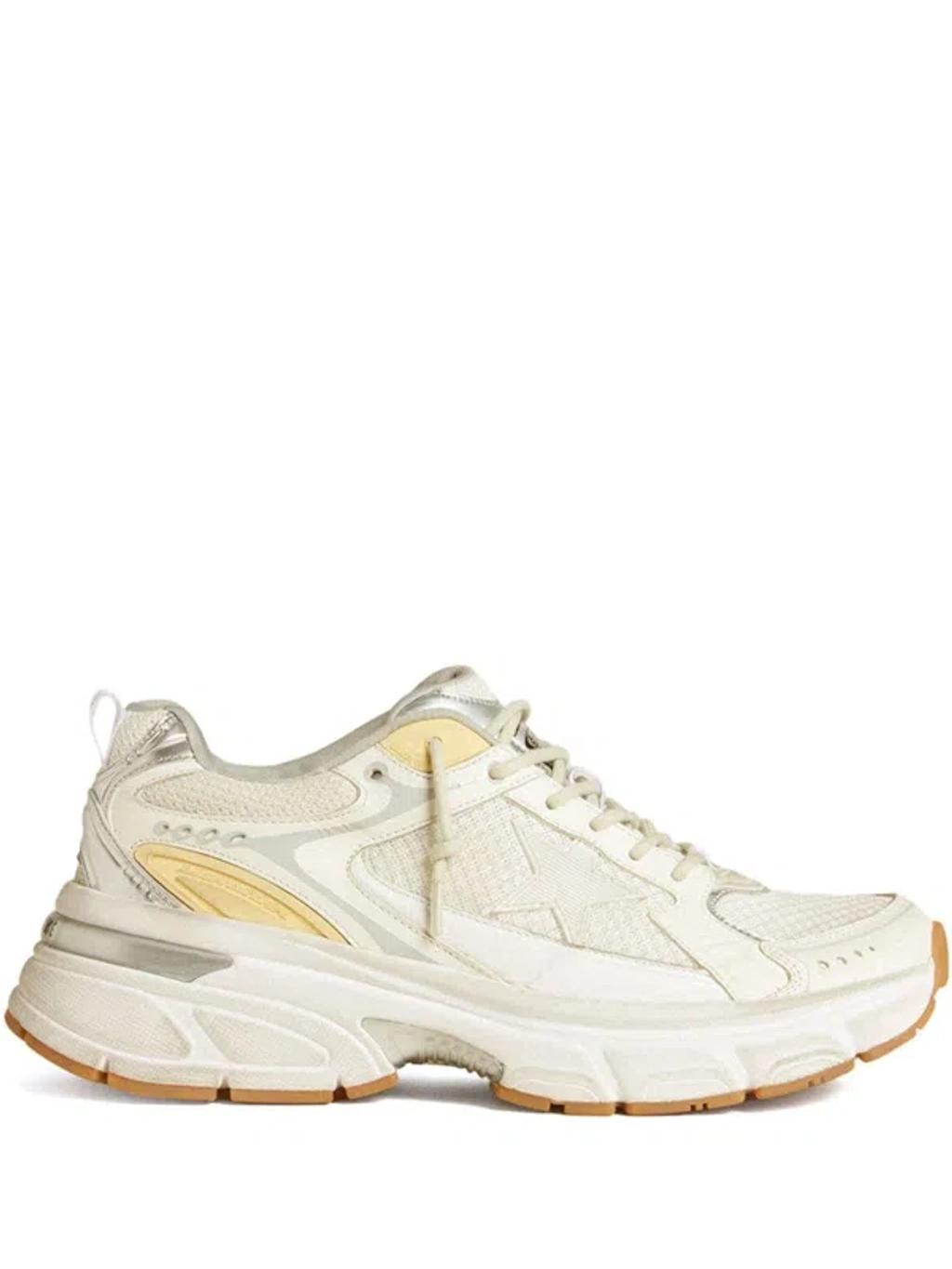 GOLDEN GOOSE Lightstar Leather Net And Suede Upper Sneakers With Tpu Star Net Heel In White Product Image