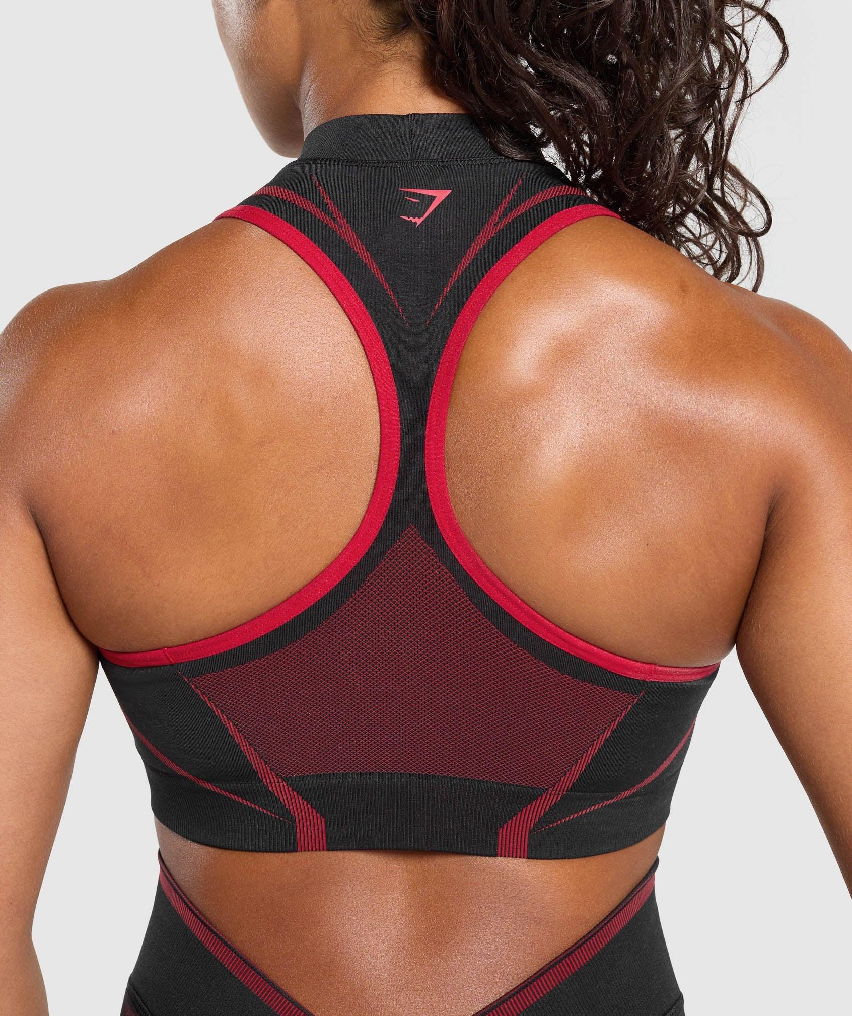 Gymshark Apex Lift Seamless Crop Top - Black/Carmine Red Female Product Image