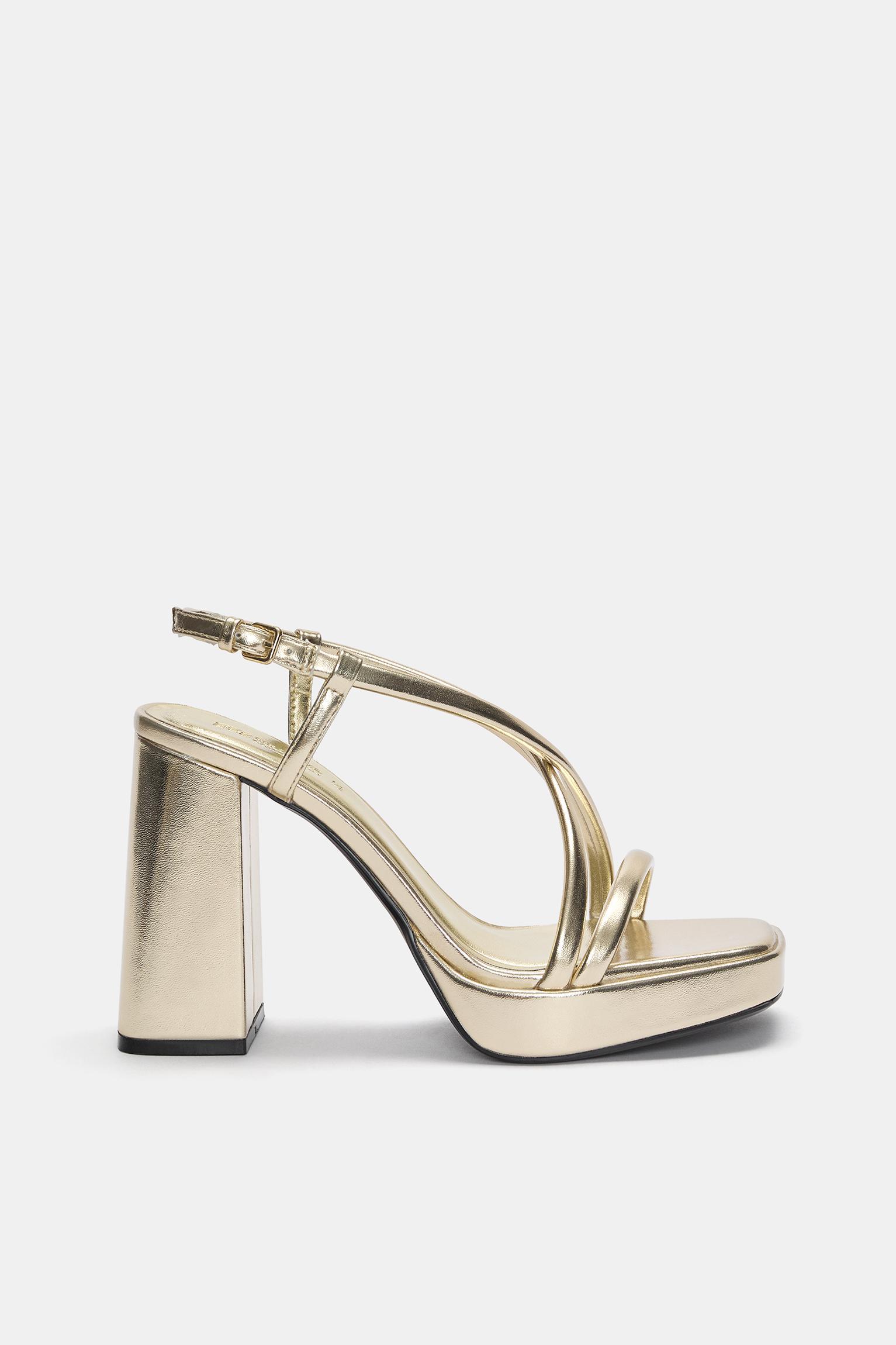 Golden chunky sole sandals Product Image