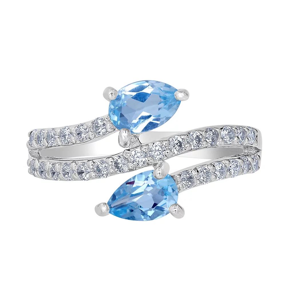 Gemistry Sterling Silver Stone & Cubic Zirconia Pear Bypass Ring, Women's,  Product Image