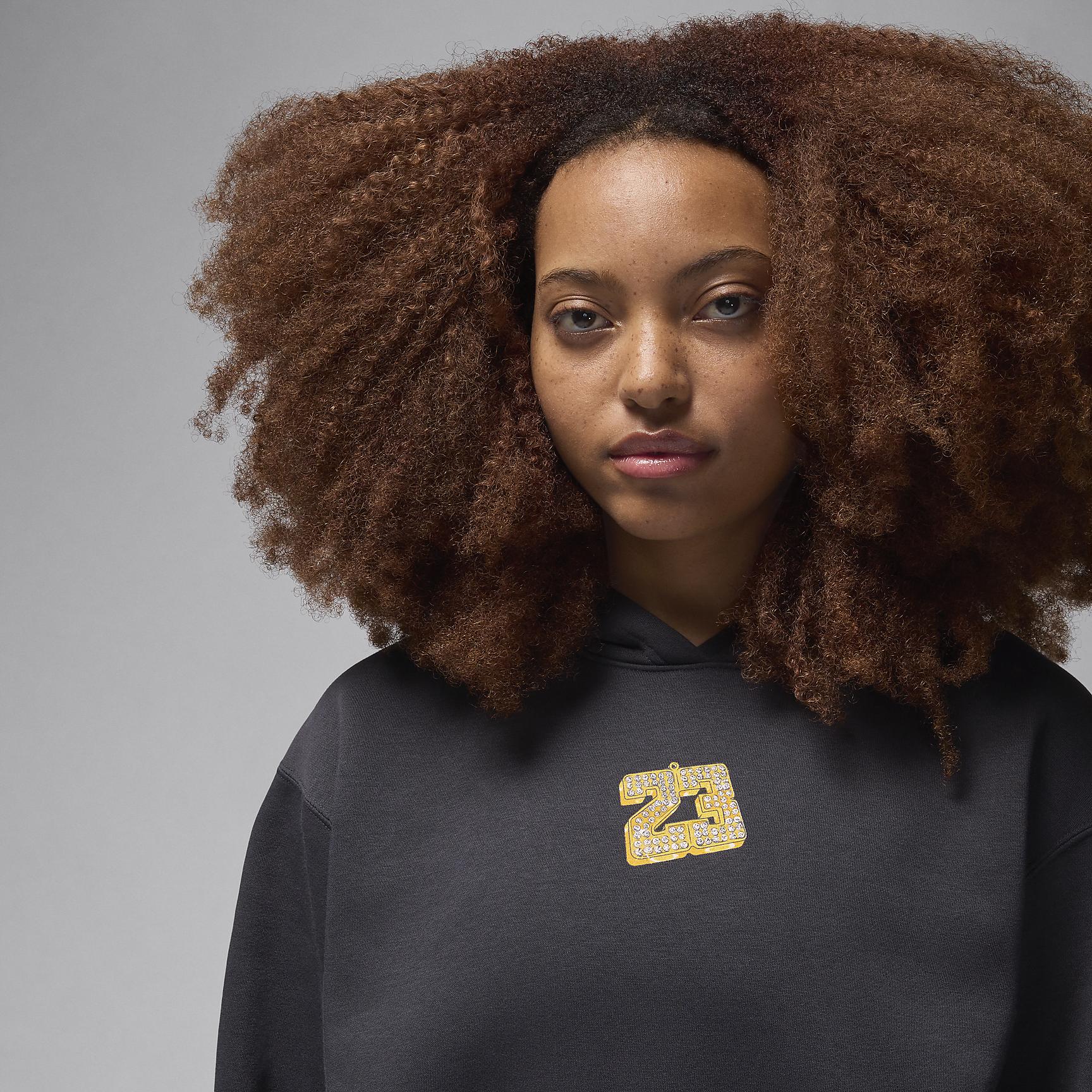 Jordan Womens Jordan Brooklyn Fleece Pullover 24 Gel - Womens Off Noir/Gym Red Product Image