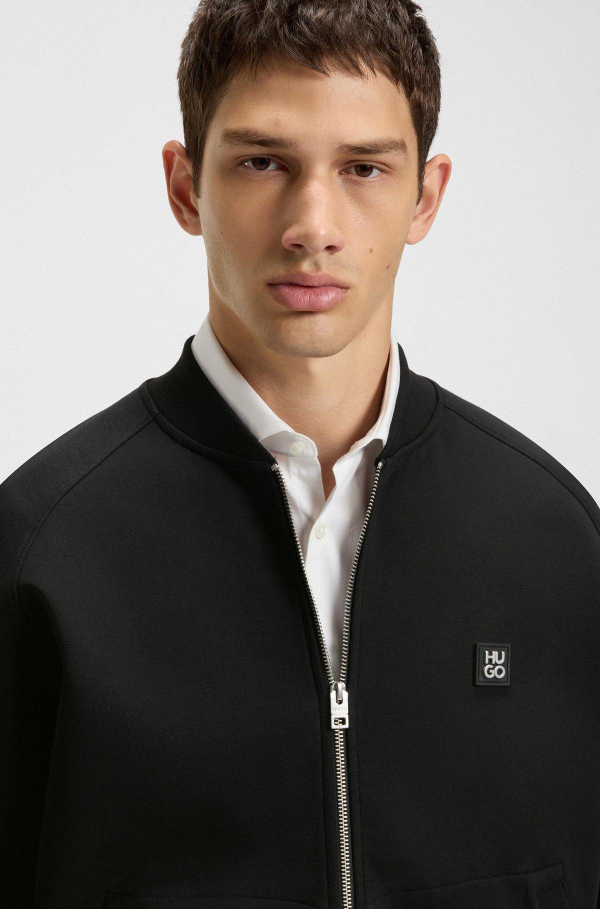 HUGO - Oversize-fit bomber jacket in jersey - Black Product Image