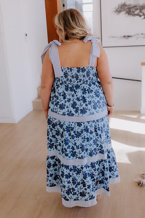 Stroll Through The Park Floral Maxi Dress in Sky Blue Curves Product Image