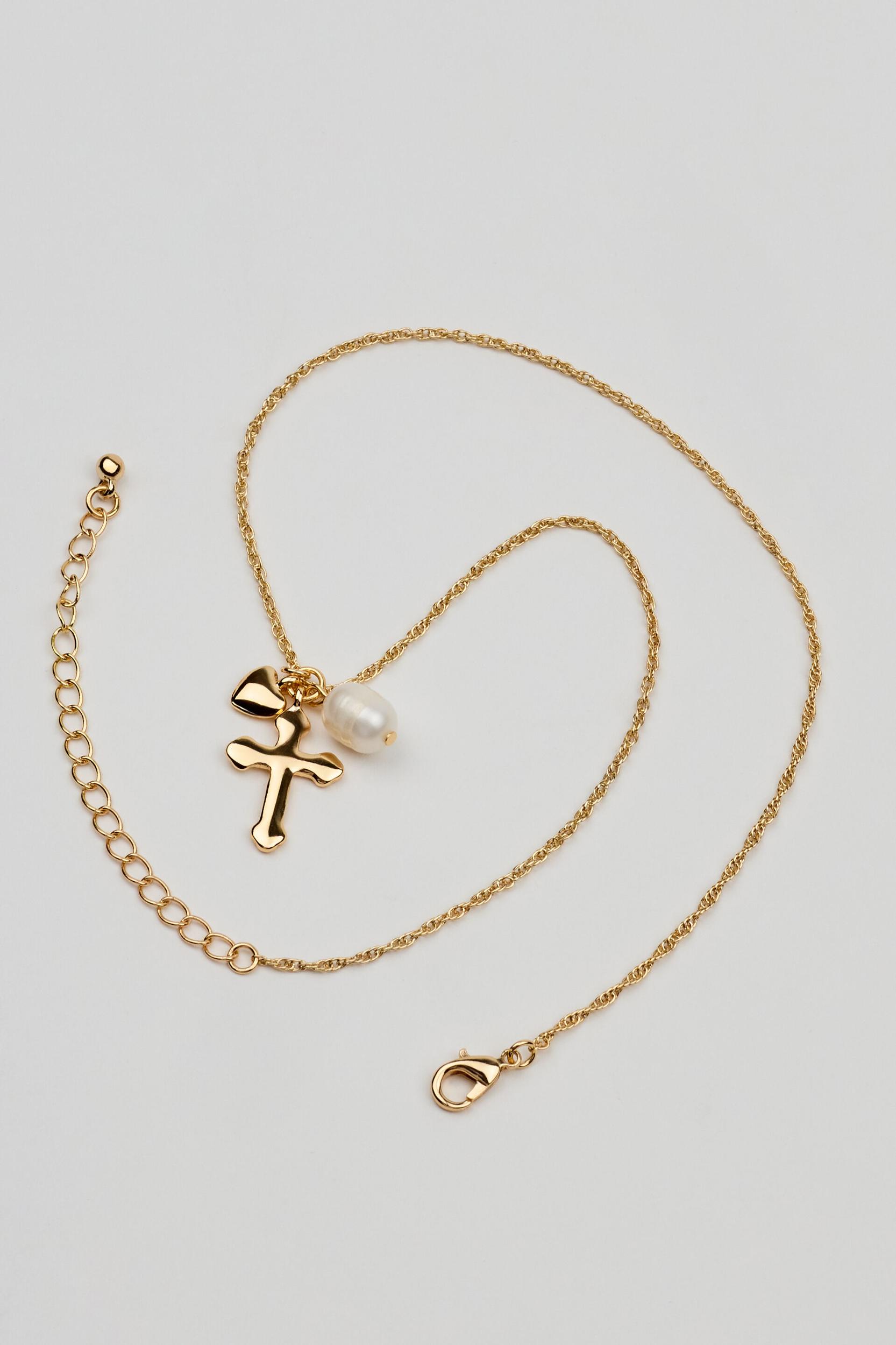 Cross, Pearl, & Heart Necklace Product Image