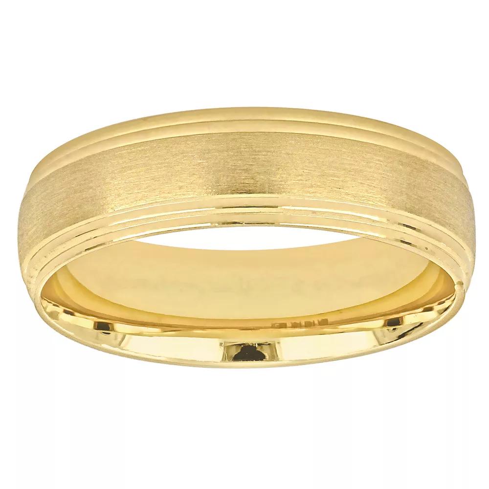 Stella Grace 10k Gold 6 mm Brushed Finish Beveled Edge Wedding Band, Women's, Size: 7 Product Image