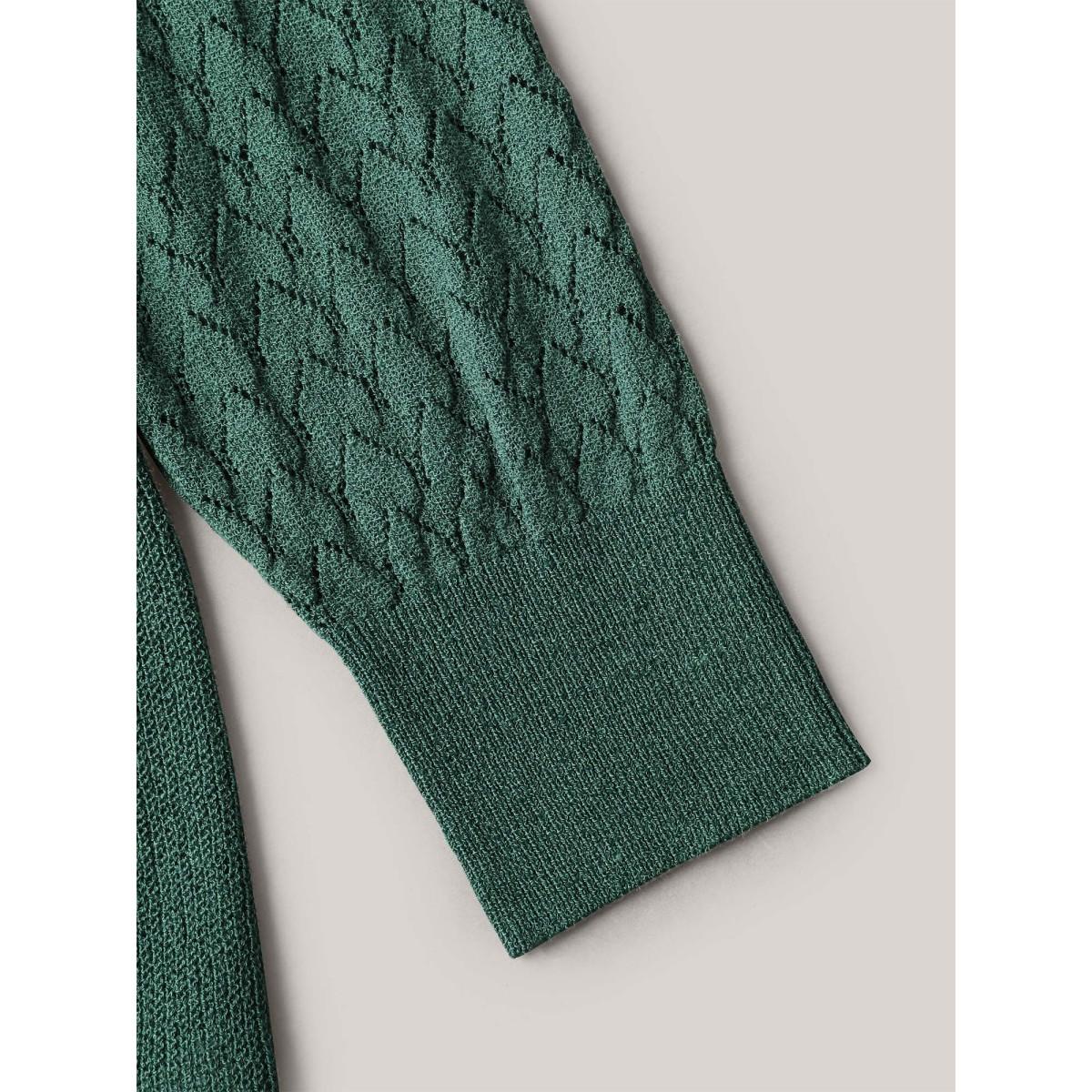 Plus Size Cut-Out Textured Ribbed Hem Pullover Truegreen Women Casual Loose Long Sleeve Round Neck Everyday Pullovers BloomChic 18-20/2X Product Image