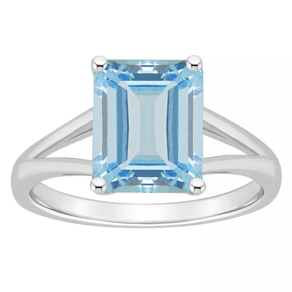Alyson Layne Sterling Silver 10 mm x 8 mm Emerald Cut Gemstone Split Shank Solitaire Ring, Women's,  Product Image