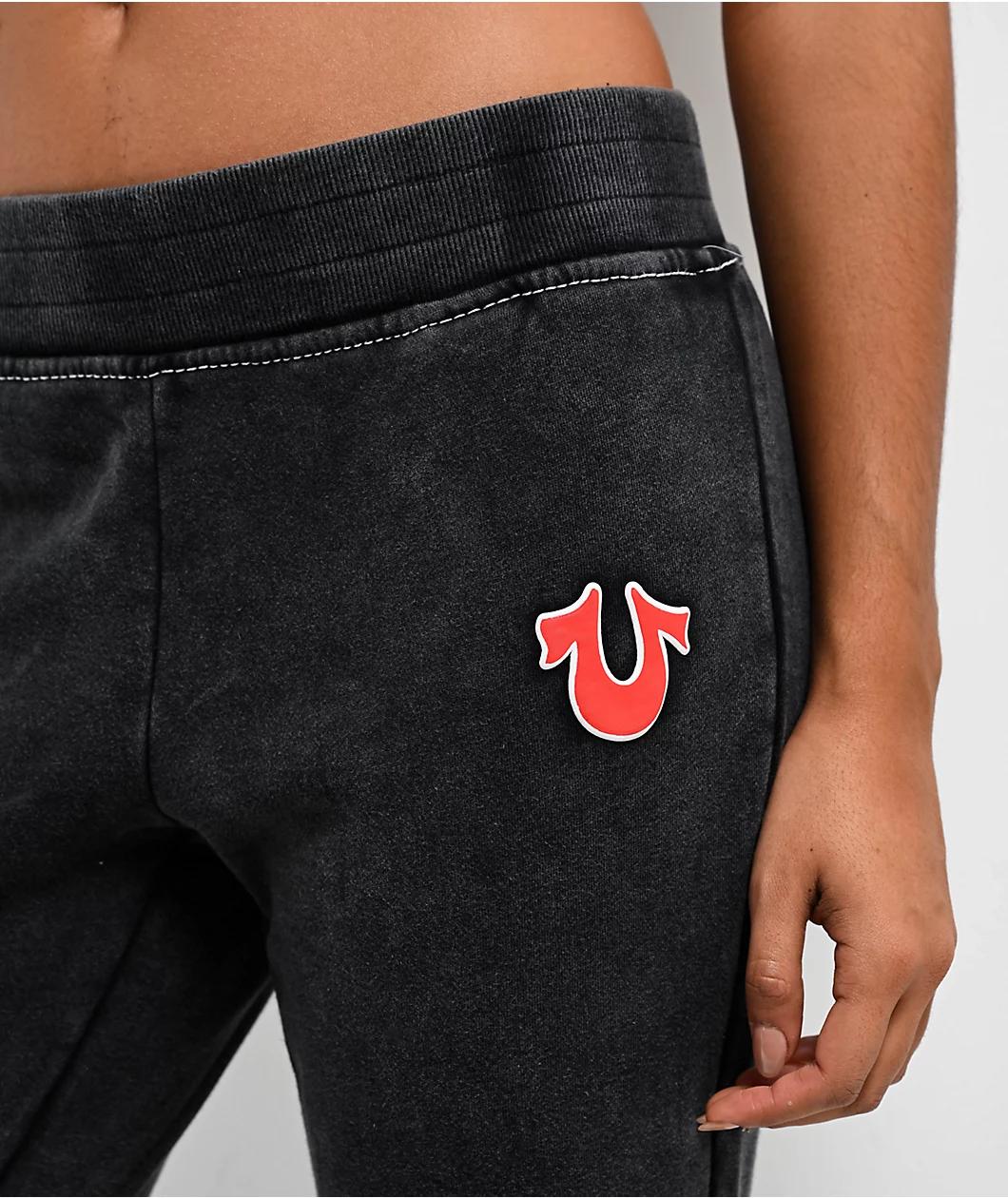 True Religion Big T Black Wash Low Rise Flare Sweatpants Product Image