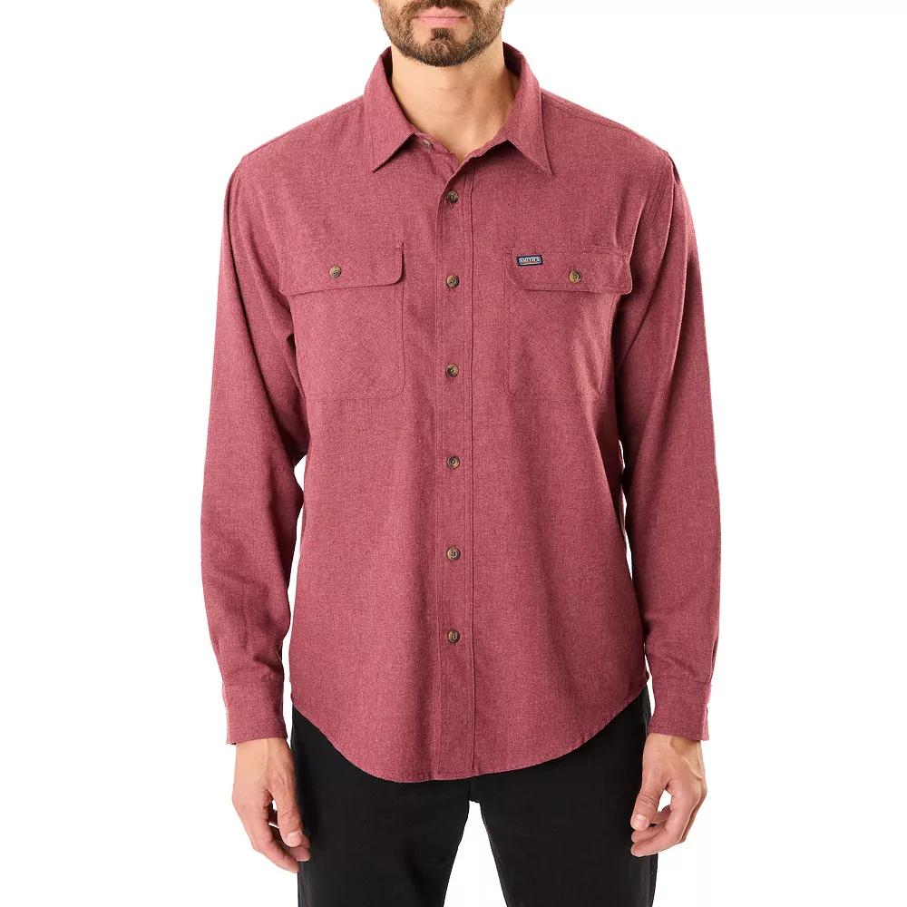 Men's Smith's Workwear Regular-Fit Solid Two-Pocket Flannel Button-Down Shirt,  Product Image