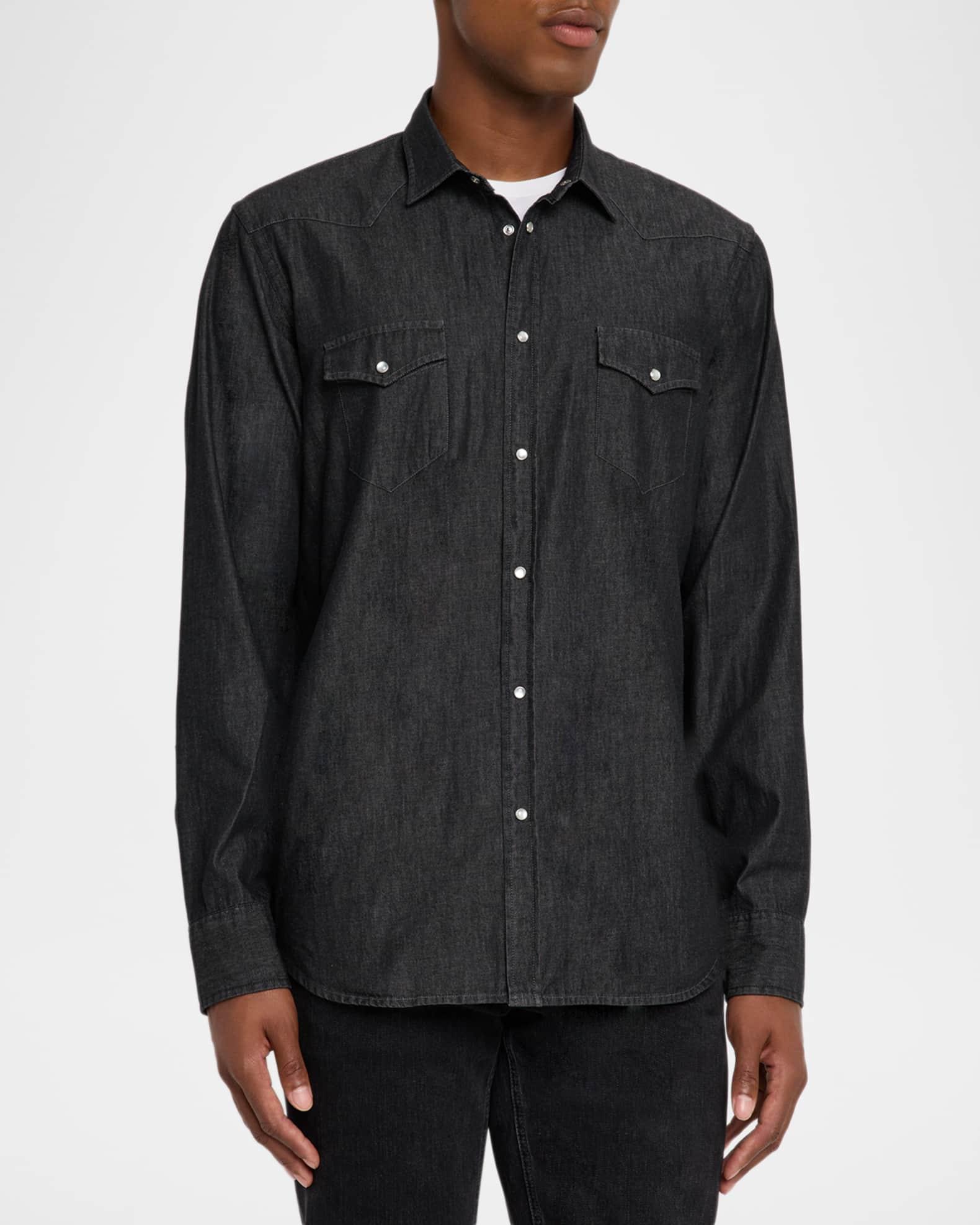 Men's Denim Western Button-Down Shirt Product Image