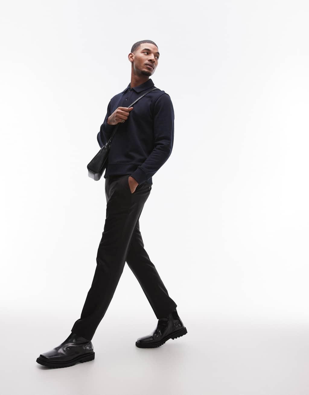 Mango button up sweatshirt in navy  Product Image