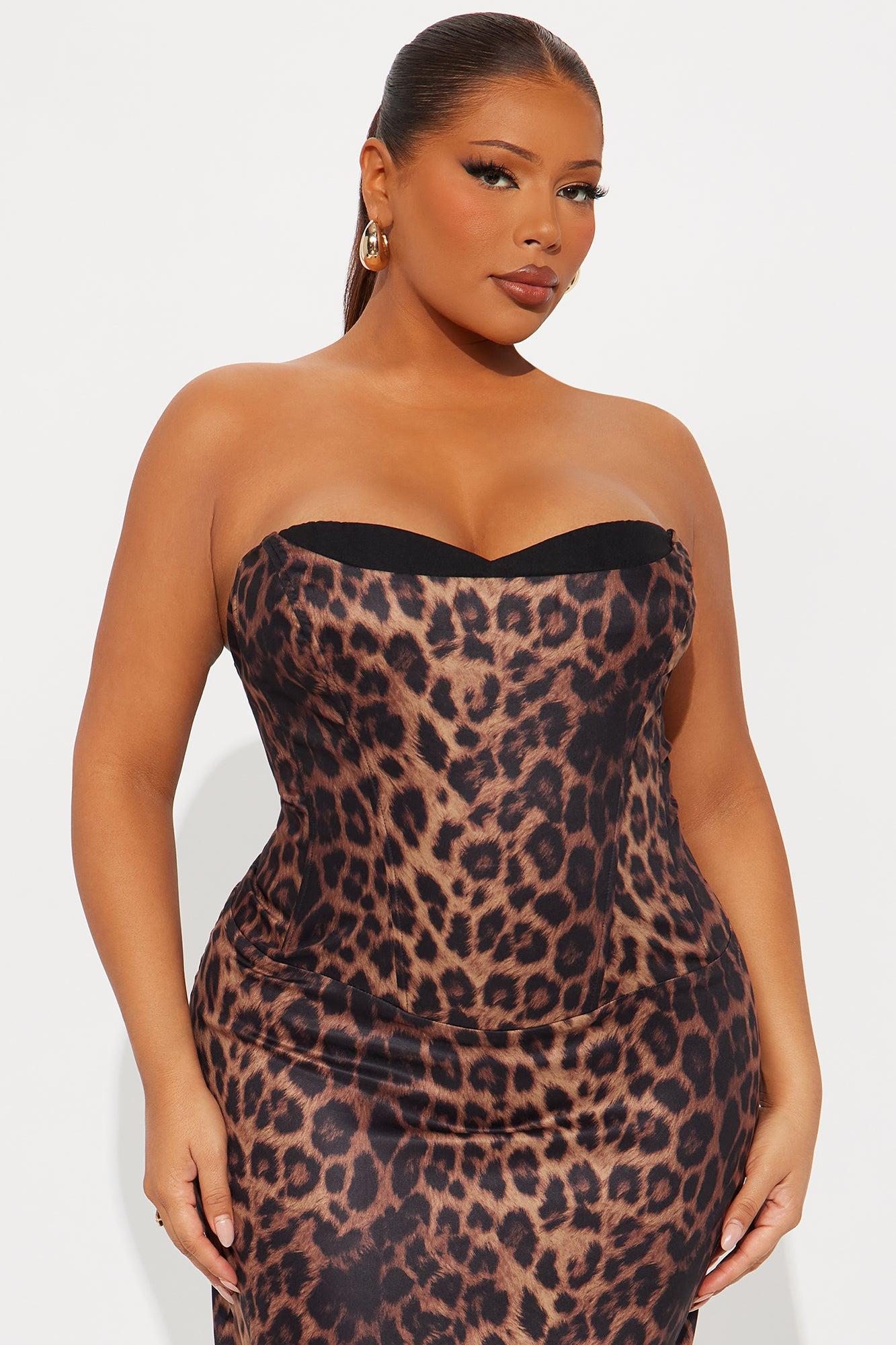 Formal Icon Leopard Corset Midi Dress - Leopard Female Product Image