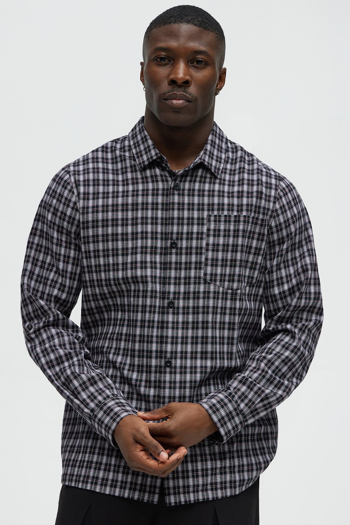 Carson Plaid Classic Long Sleeve Button Up - Black/combo Male Product Image