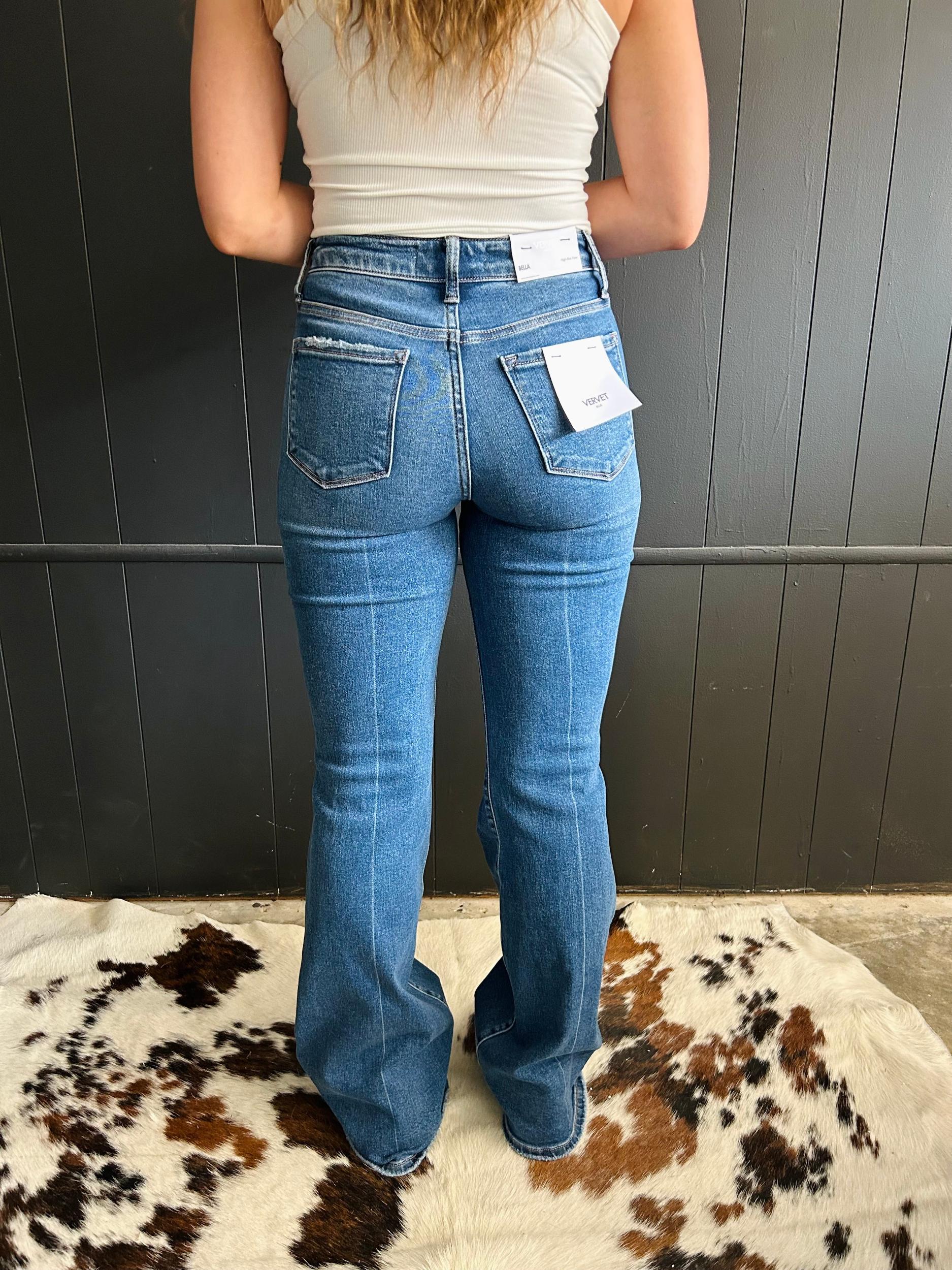 Mid Rise Classic Flare Distressed Jeans* Product Image