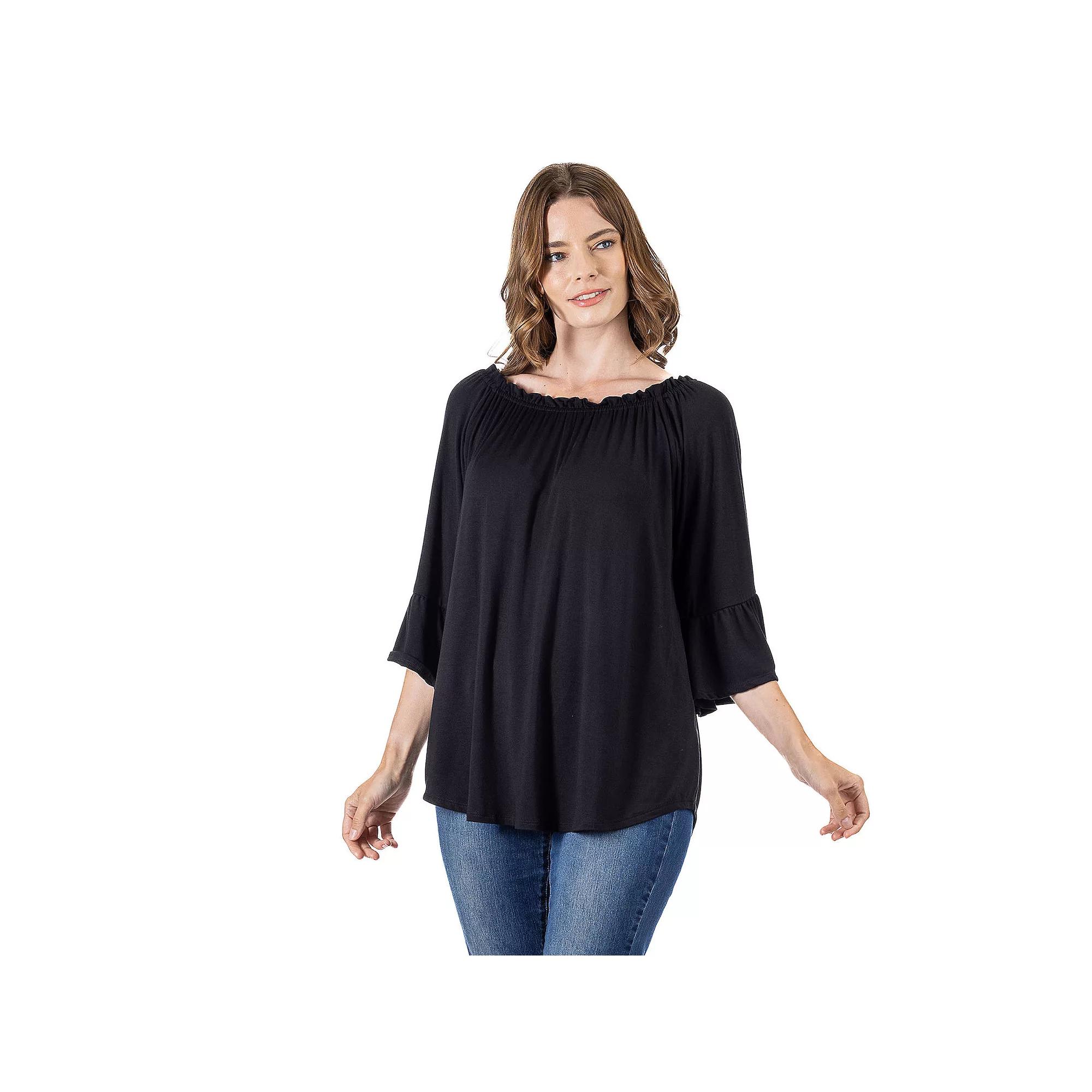 Women's 24Seven Comfort Apparel Bell Sleeve Tunic Top,  Product Image