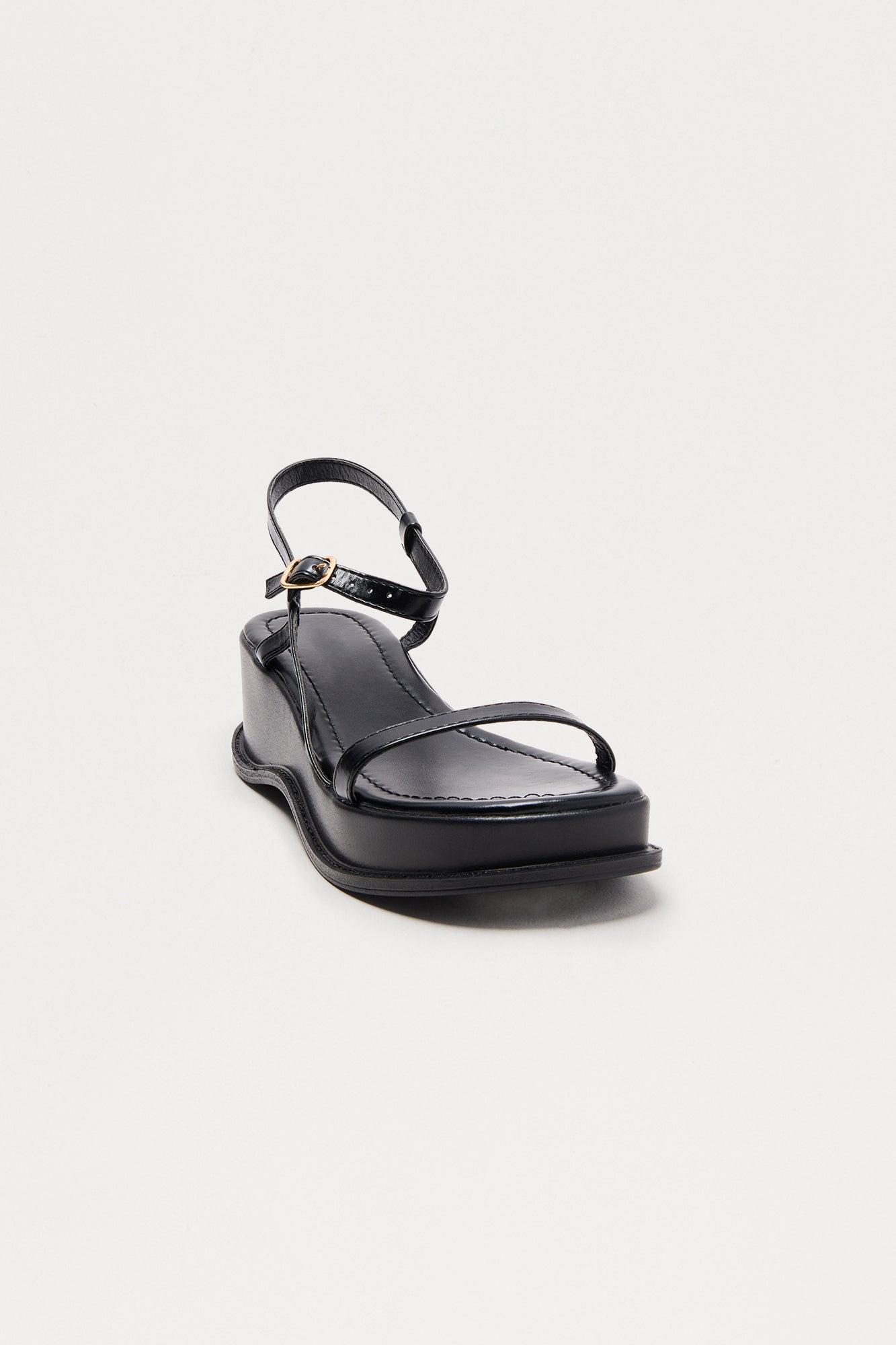 Iker Faux Leather Wedges - Black Product Image