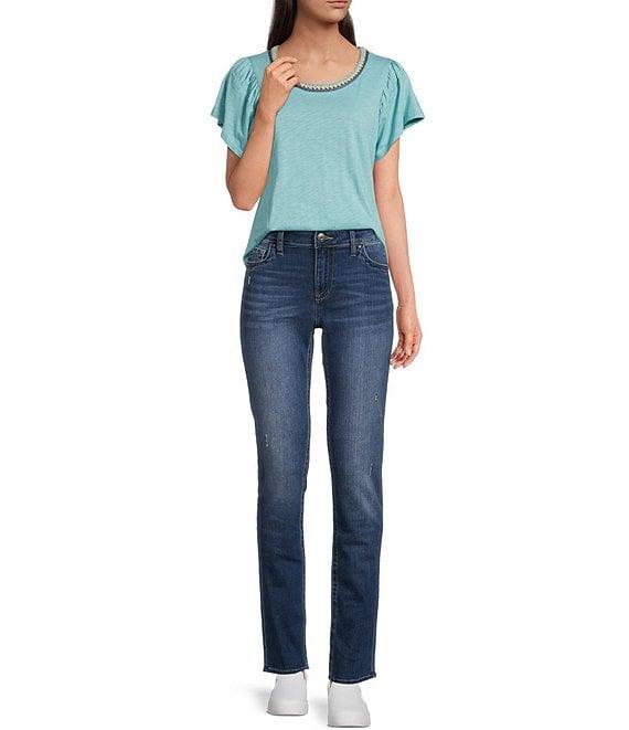 KUT from the Kloth Petite Size Stevie Slight Knicking Straight Leg Jeans Product Image