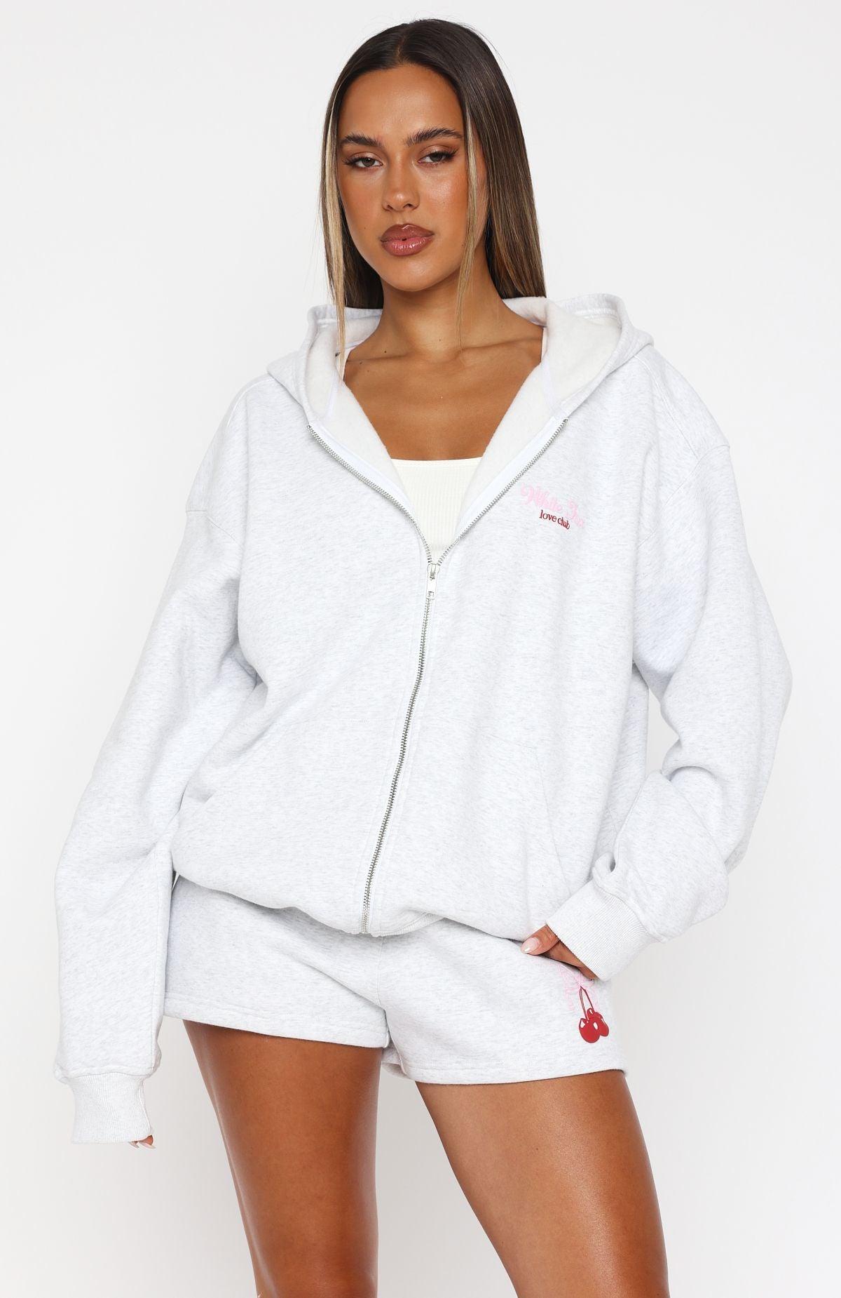 Fell So Hard Zip Front Hoodie Grey Marle Product Image