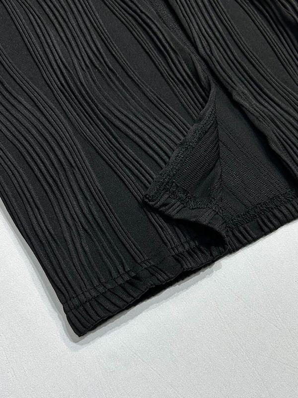 Bodycon Sleeveless Pleated Solid Color Split-Back Split-Joint Zipper Spaghetti-Neck Maxi Dresses Product Image